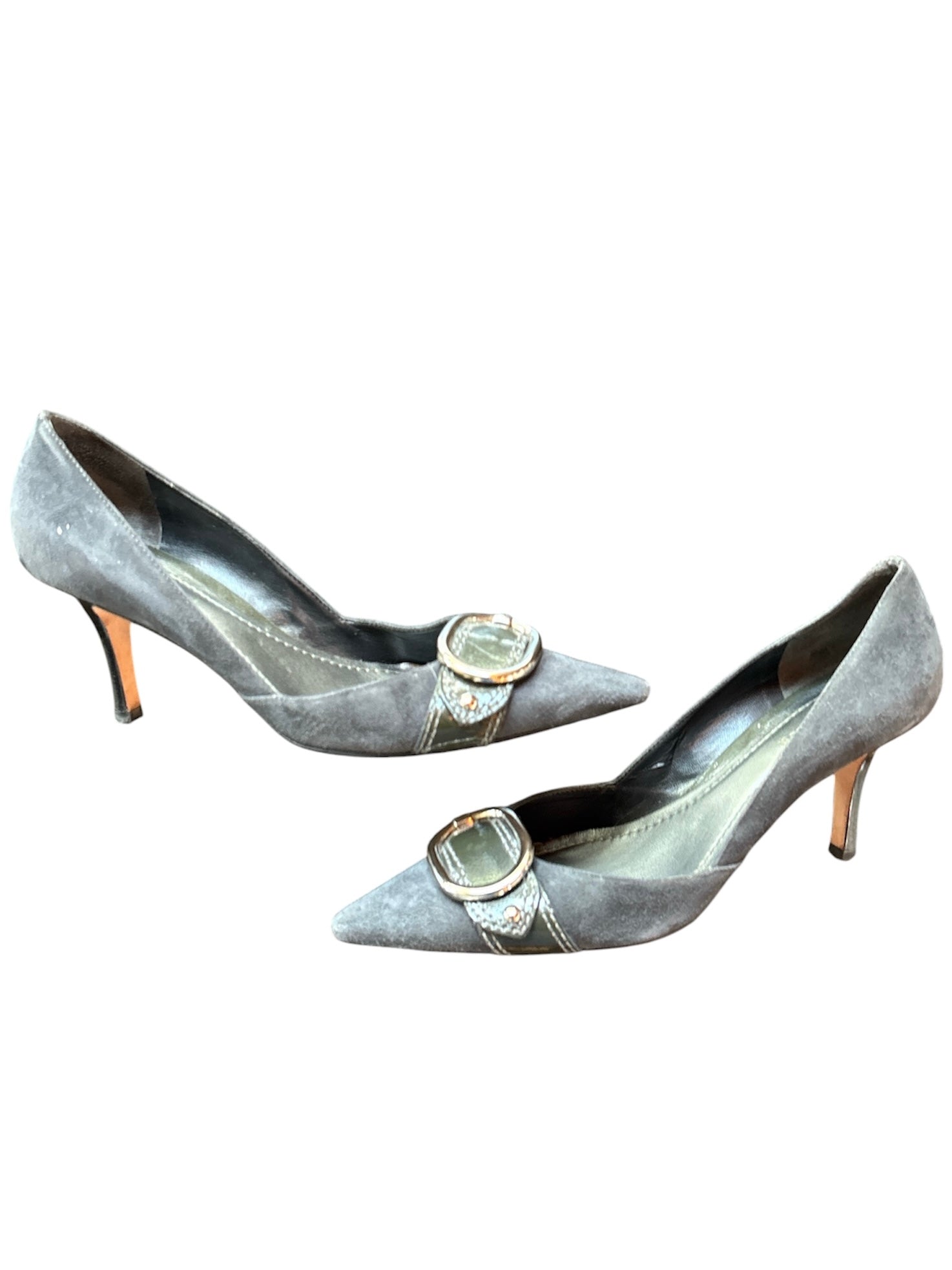 gray ann taylor pointed buckle heels, 8.5