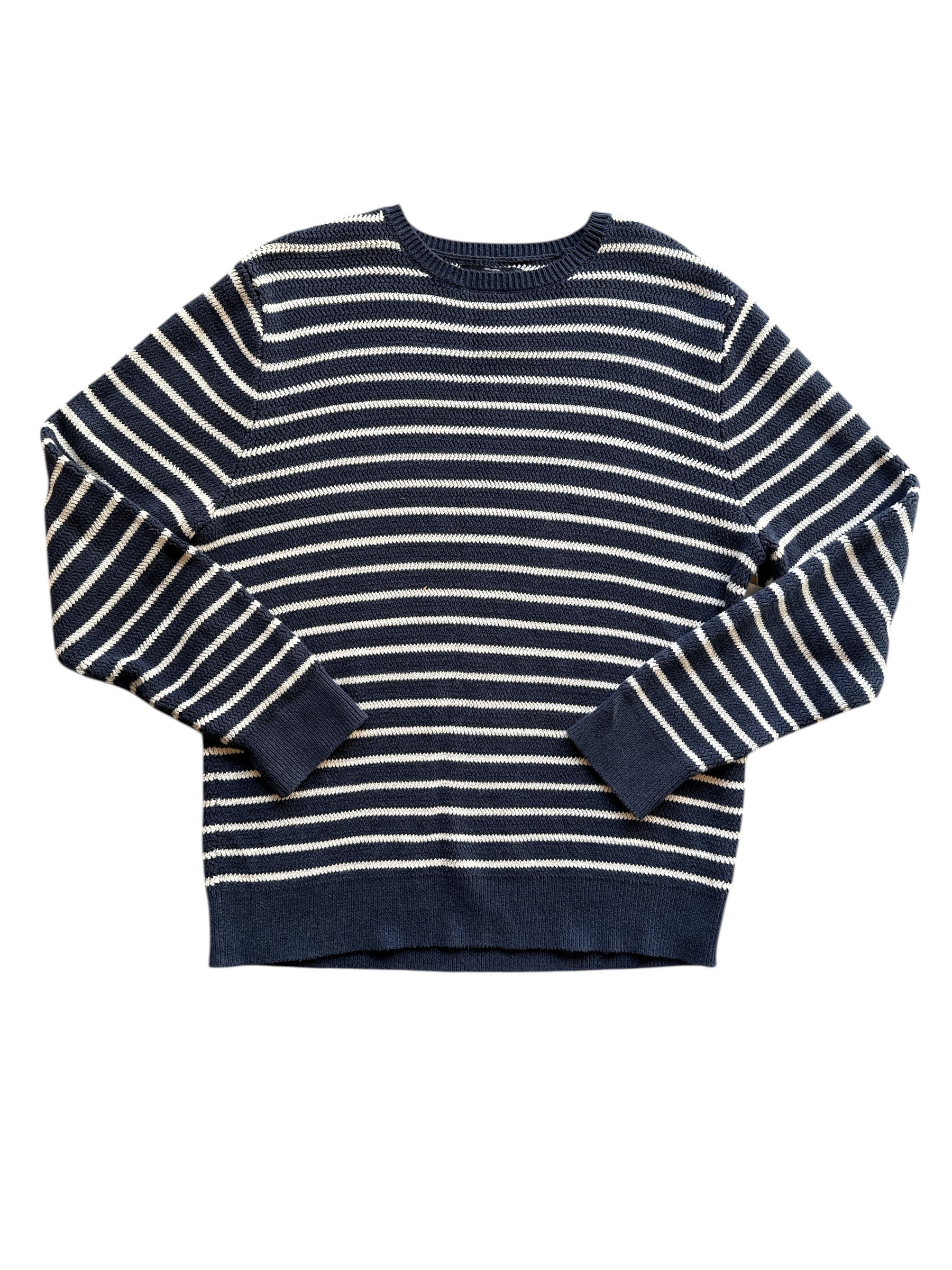 blue white jcrew striped sweater, XL