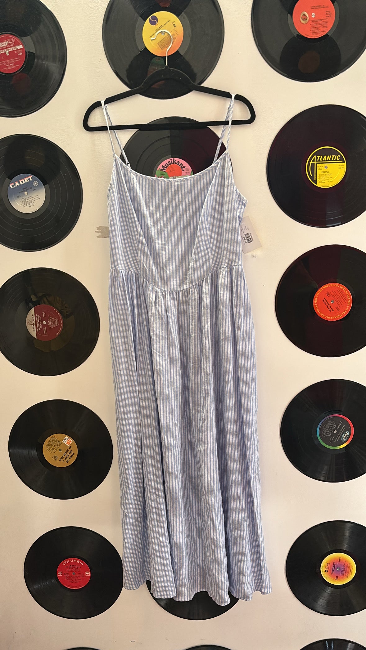blue gap striped maxi dress, L