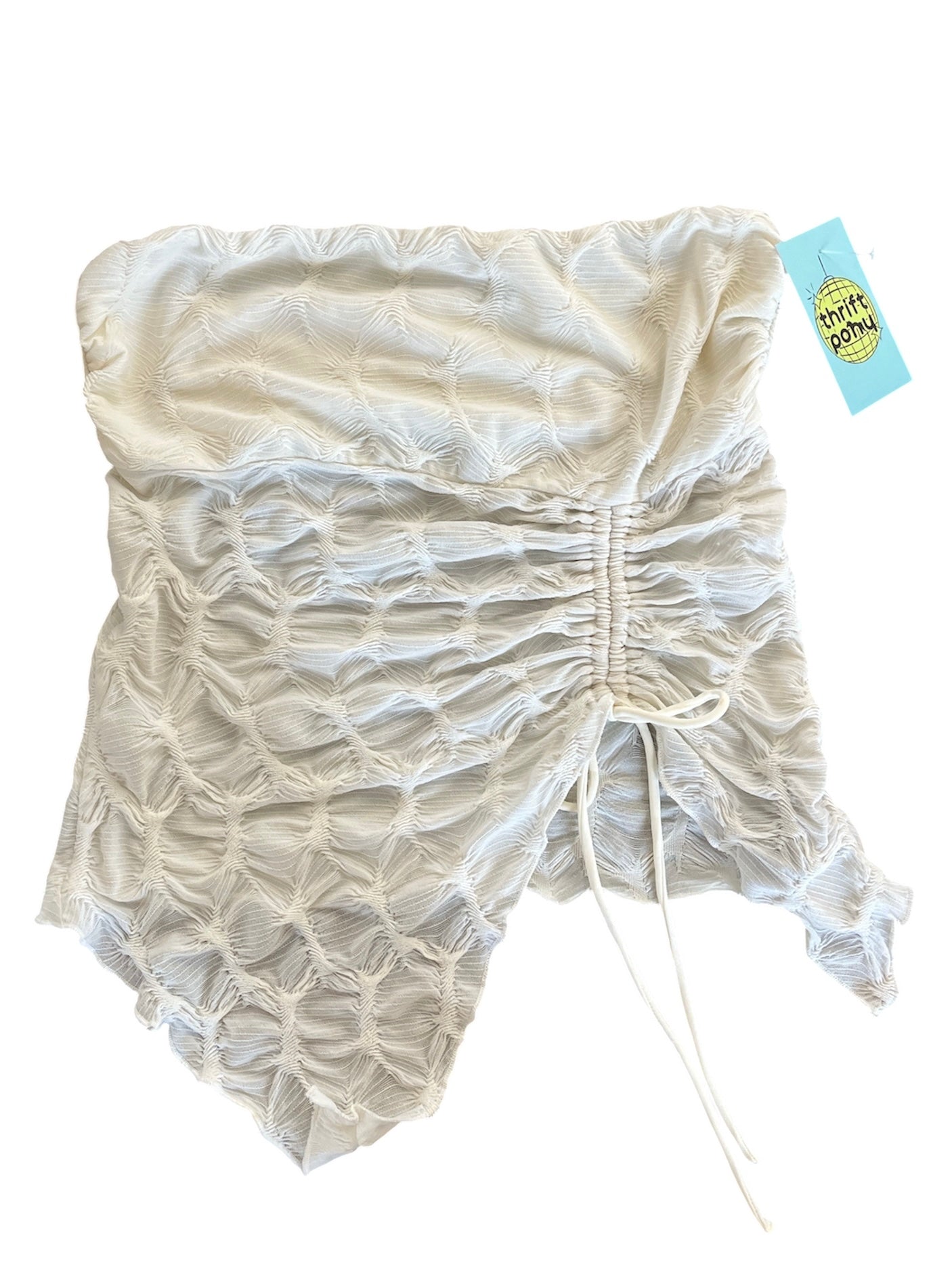 cream silence + noise ruched tube top, m