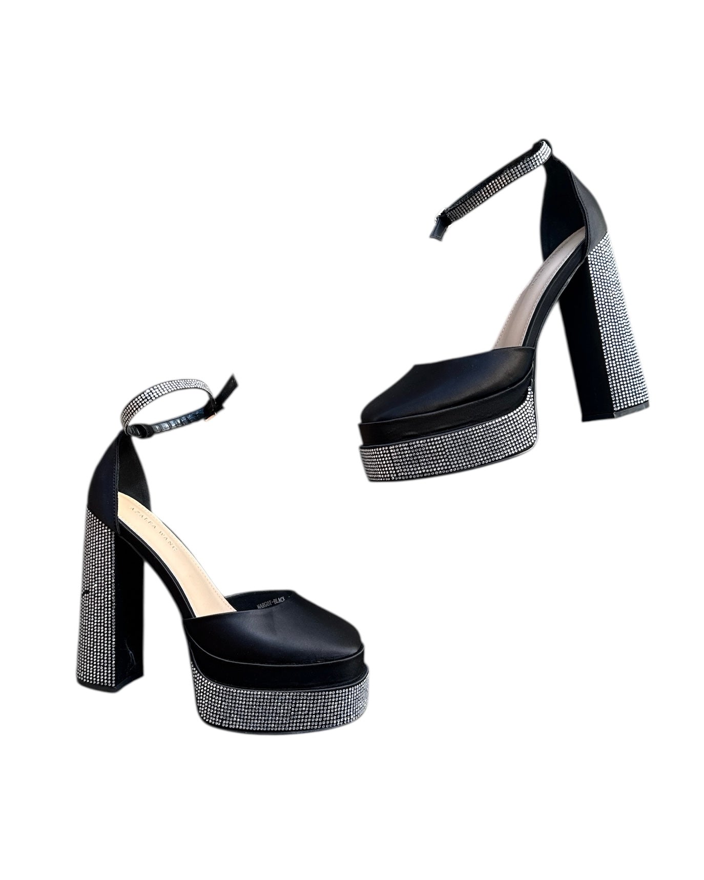black silver azalea wang platform rhinestone shoes, 8.5