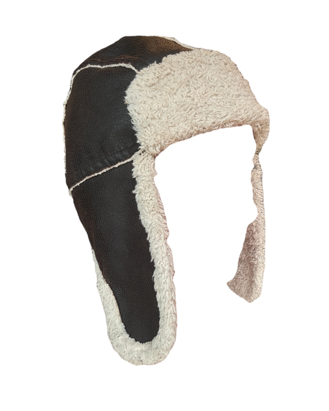 brown tan dockers leather fur hat