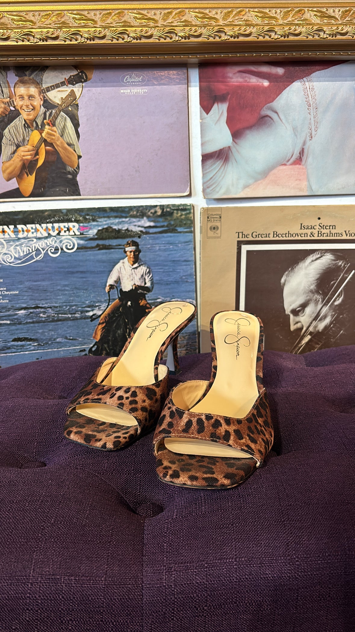 brown black jessica simpson cheetah heels, 8