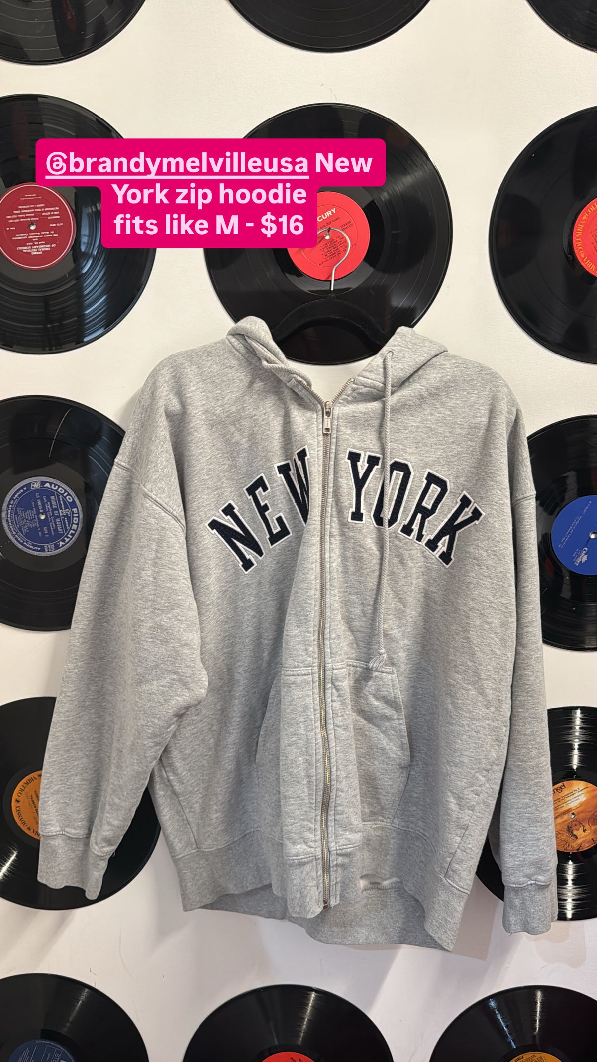 gray john galt new york zip up hoodie, L