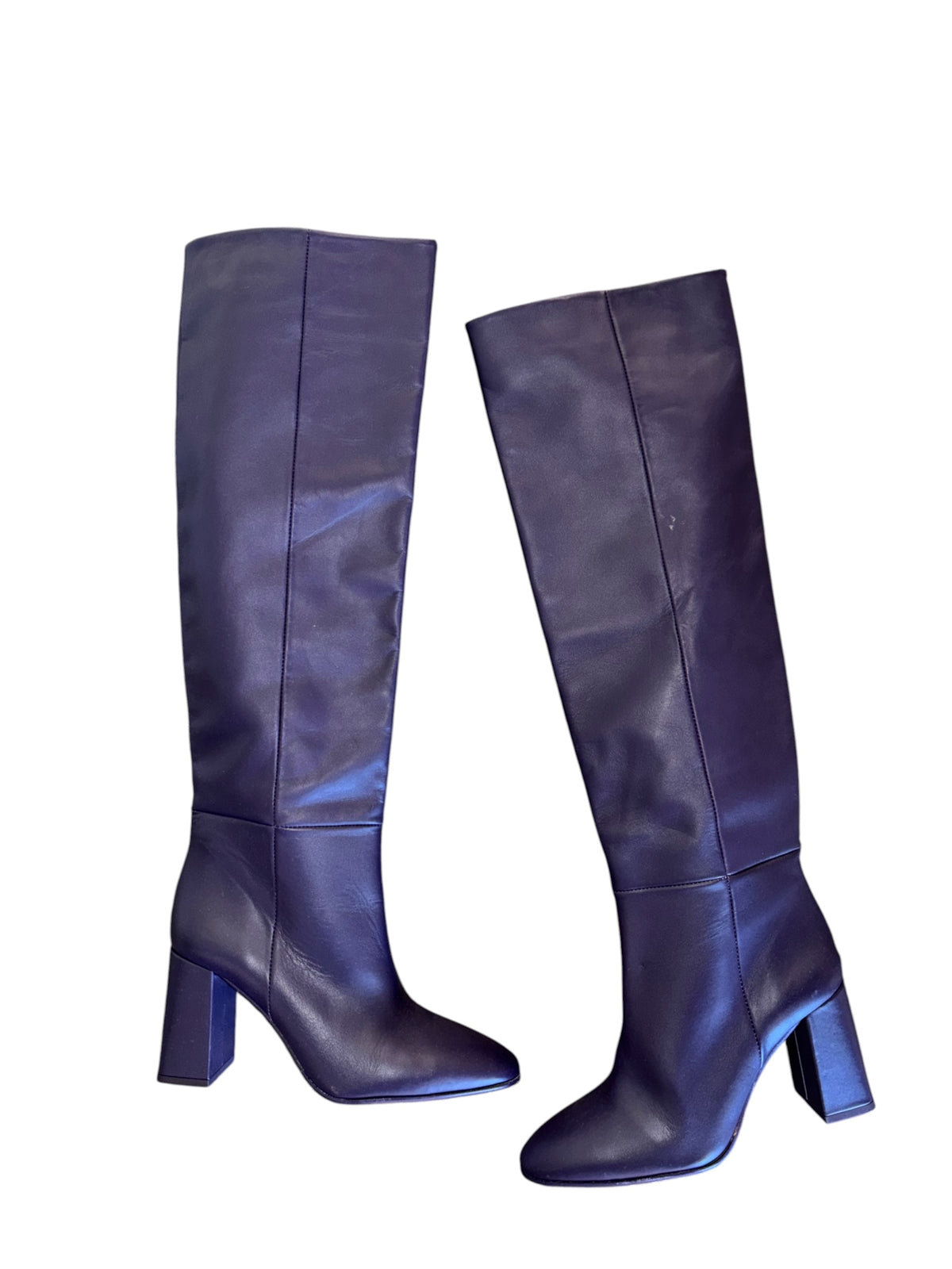 deep purple zara knee high heeled boot, 39