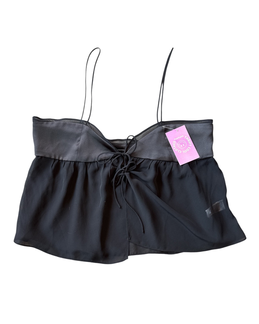 Black Zara Sheer tie front tank, L