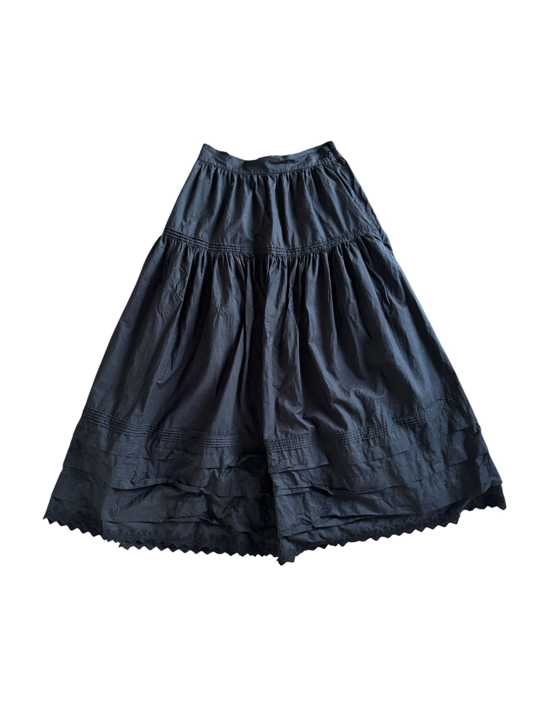 black doen tiered maxi skirt, xs