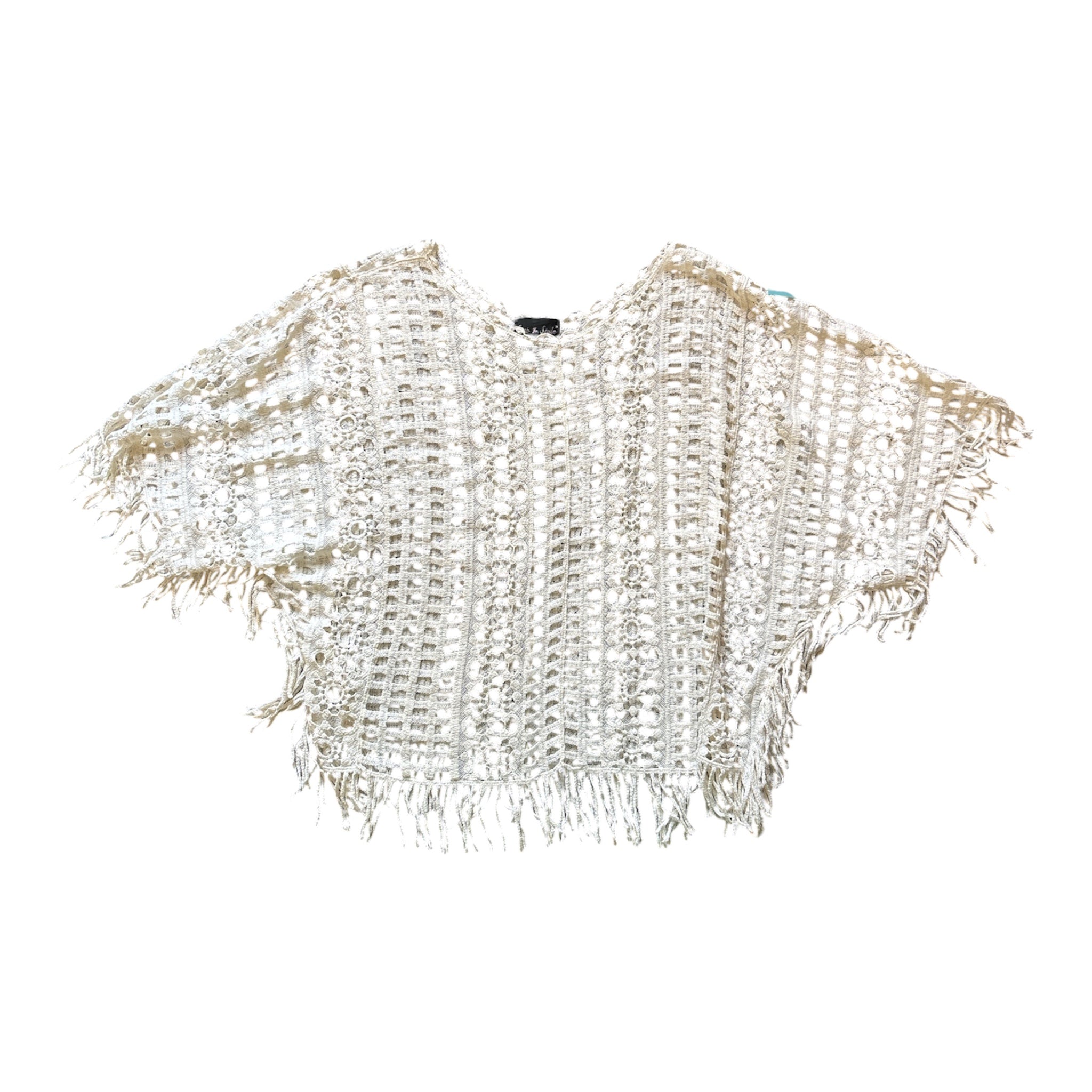 white step in style fringe eyelet top