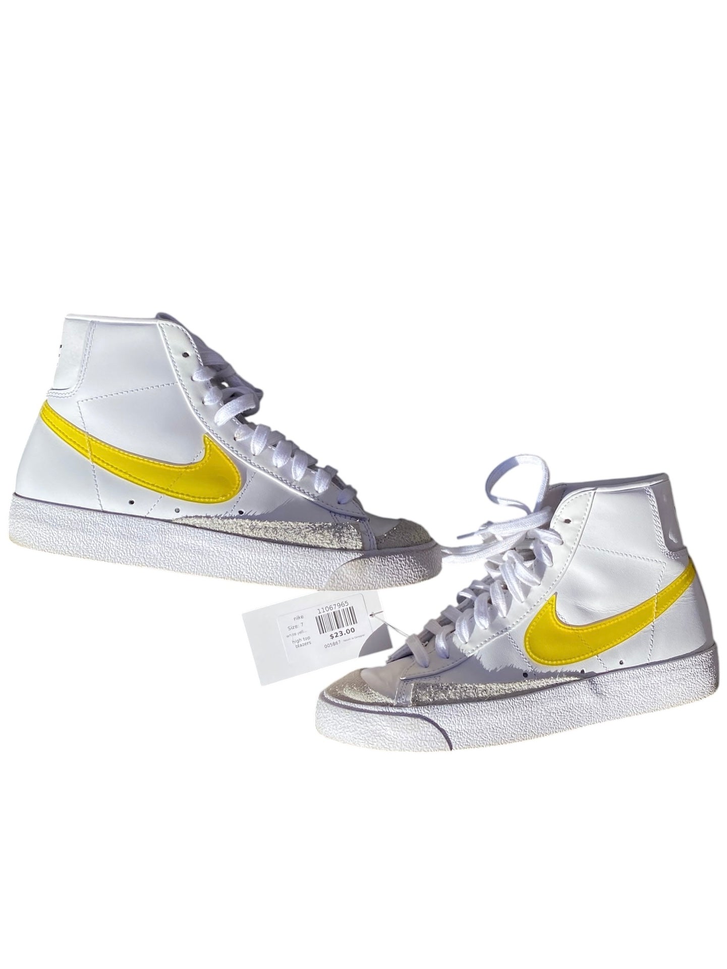 white yellow nike high top blazers, 7