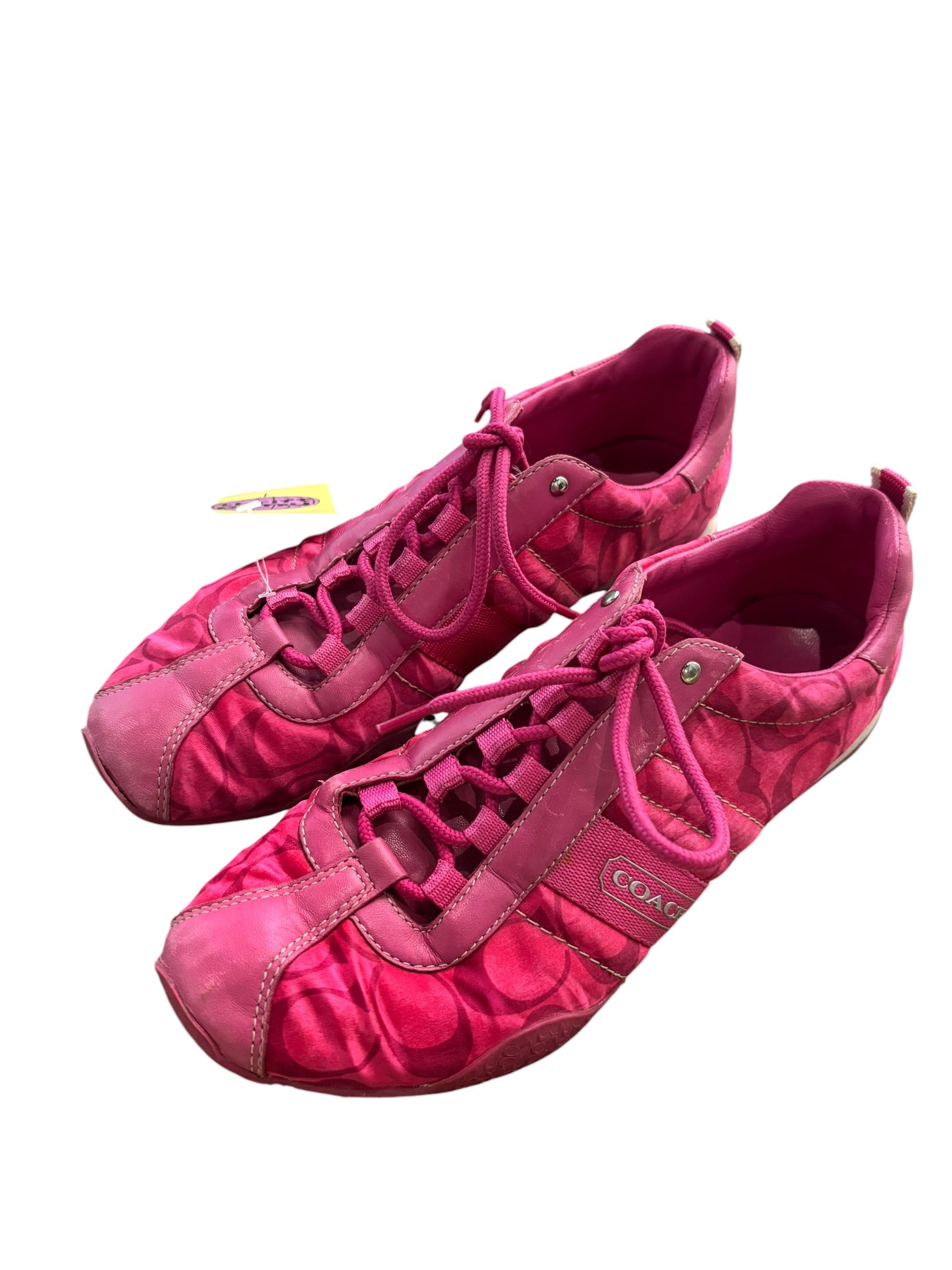 pink coach branded sneakers, 7.5