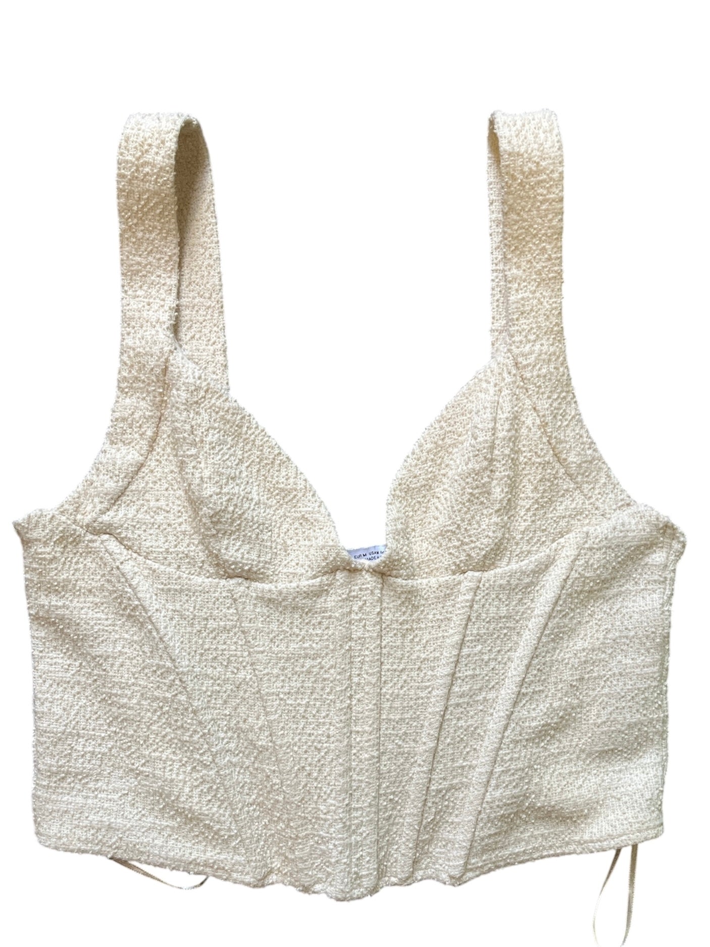 cream zara textured bustier tank, m