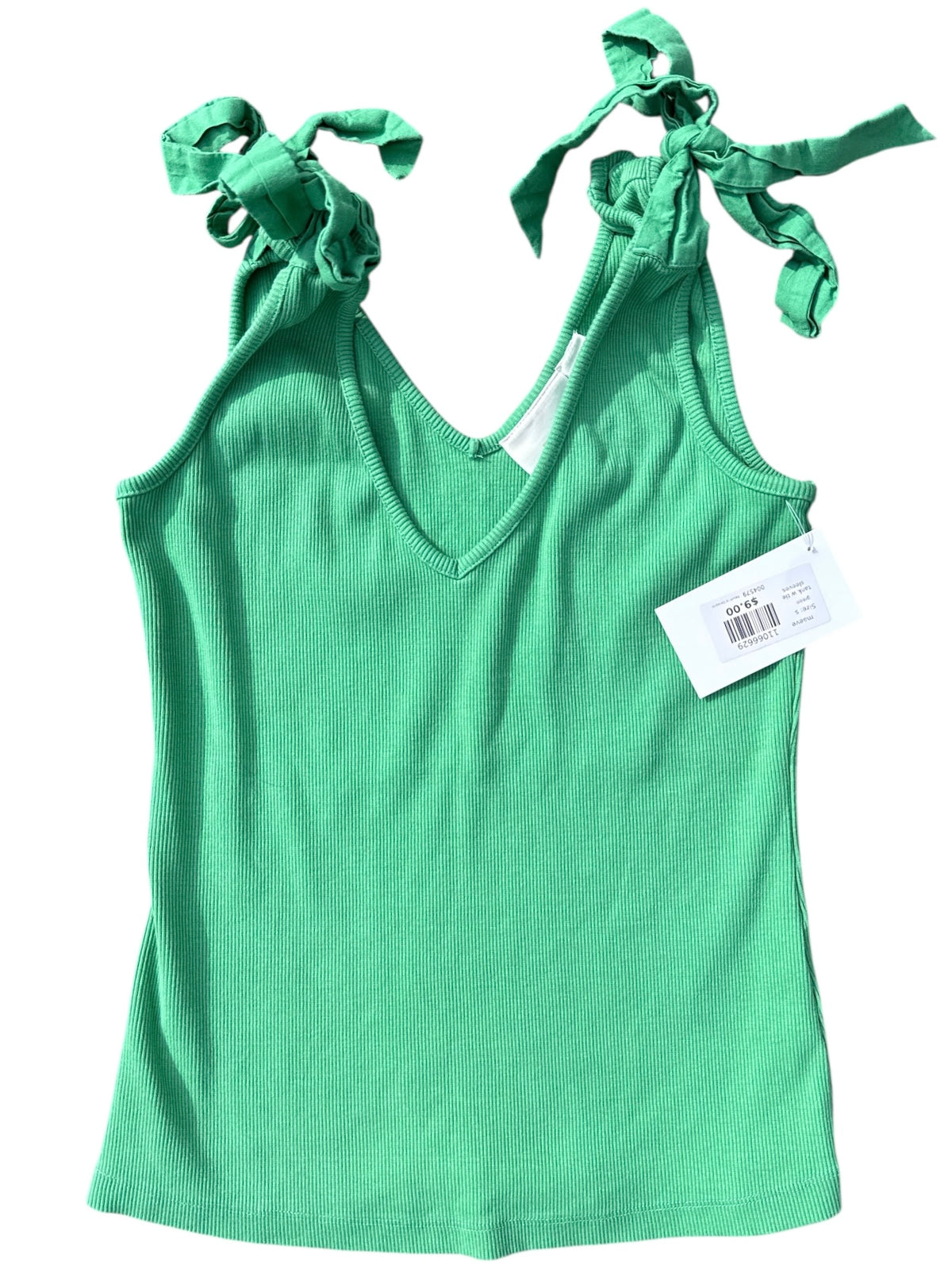 green maeve tank w tie sleeves, s