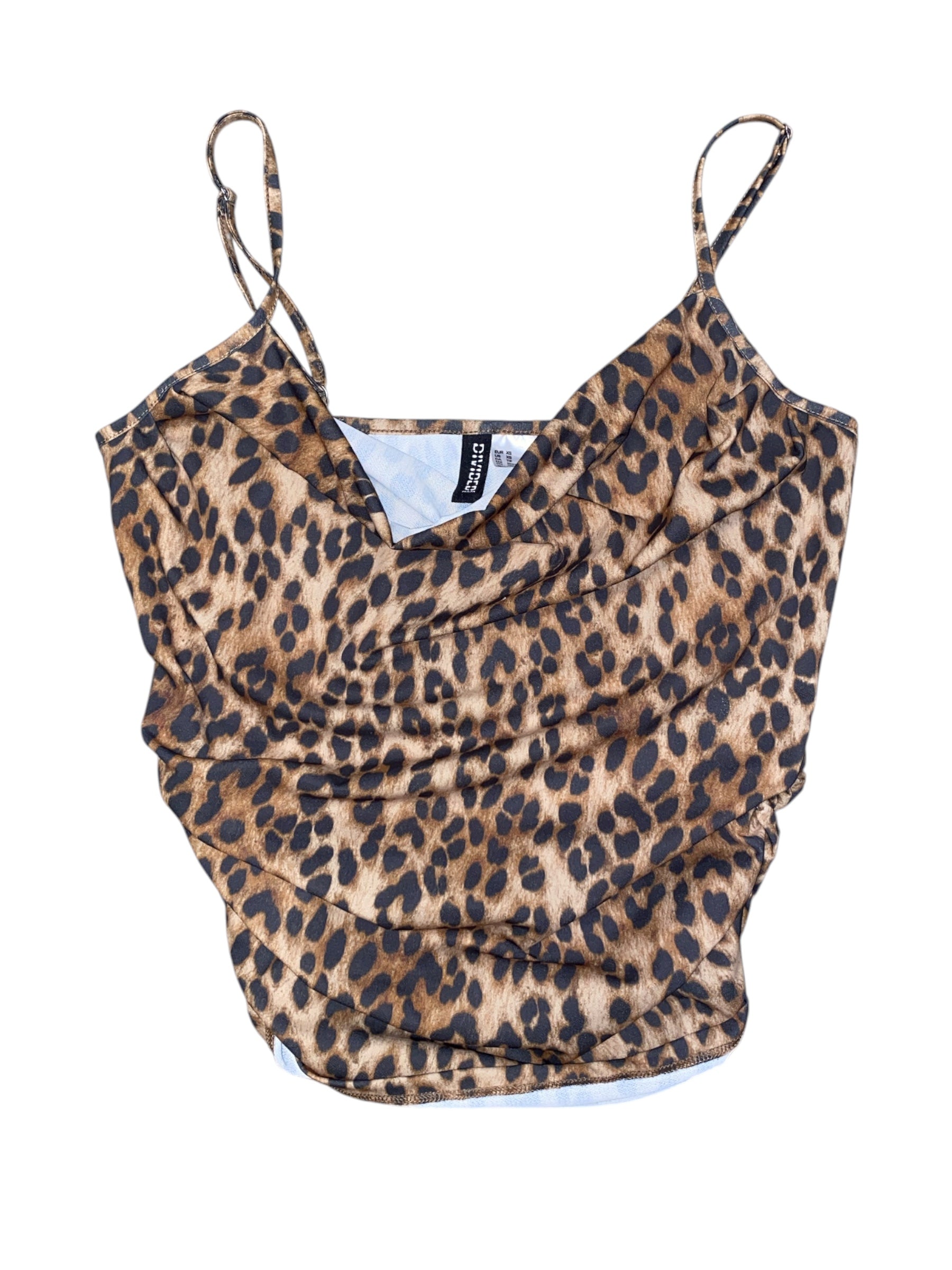 brown divided animal print tank, xs