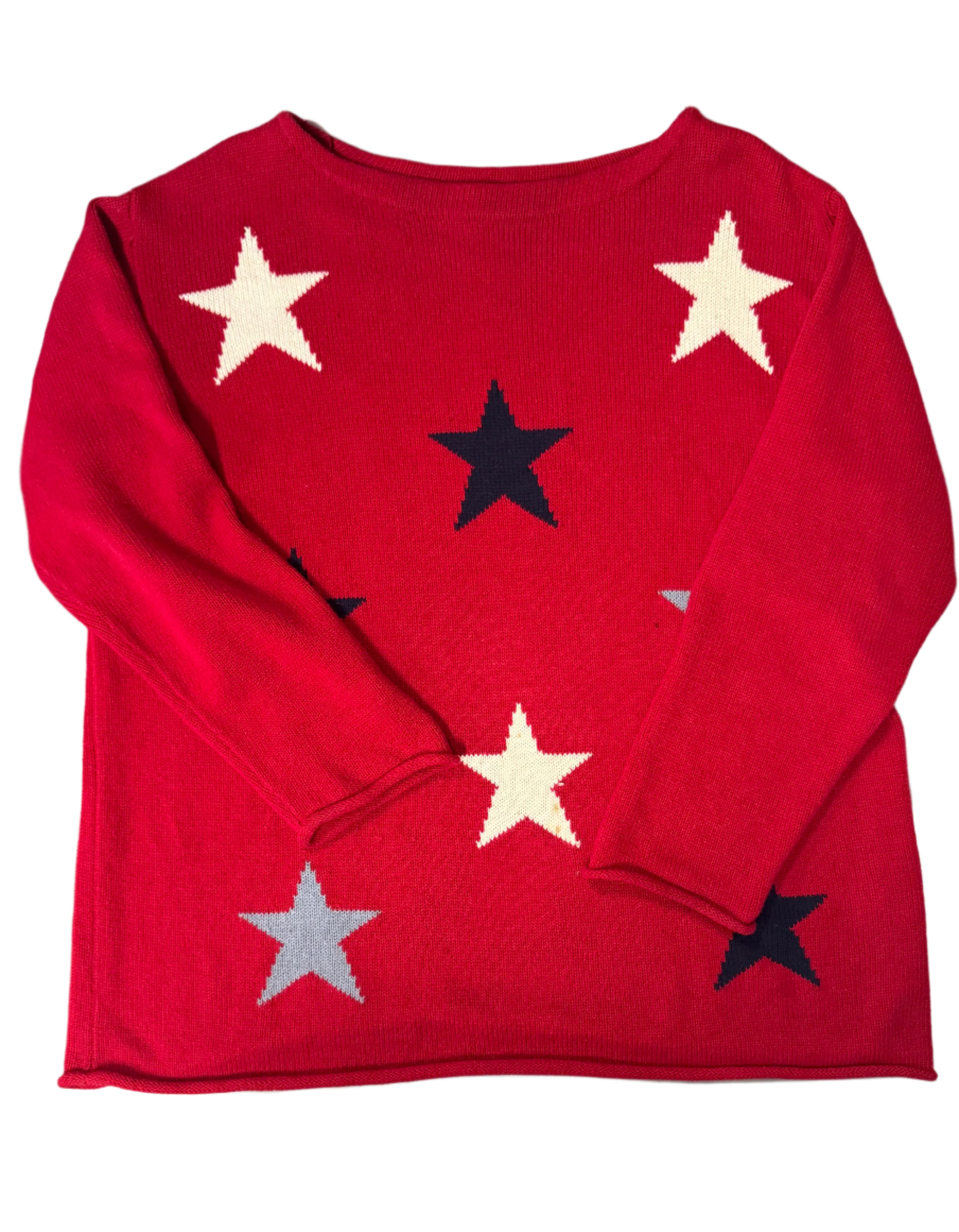 red white blue Norton studio star sweater, L