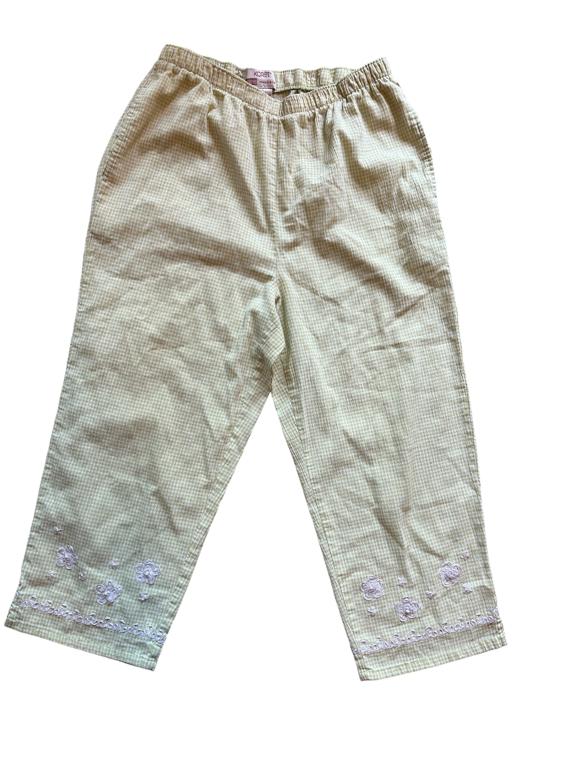 green koret gingham pants, m