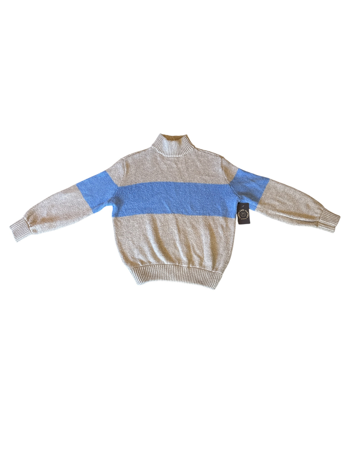 beige blue aerie stripe turtleneck sweater, s