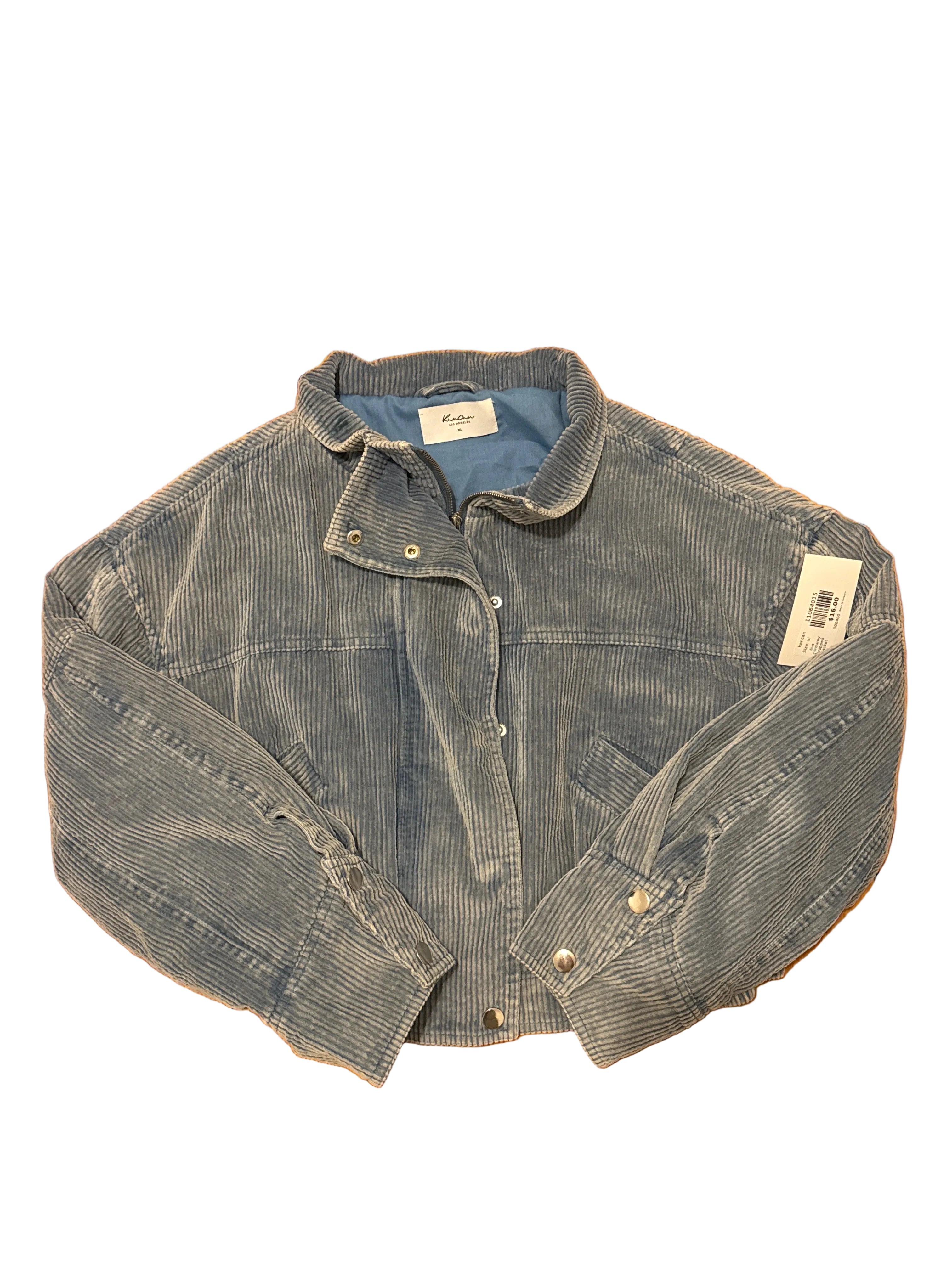 blue kancan corduroy cropped jacket, xl