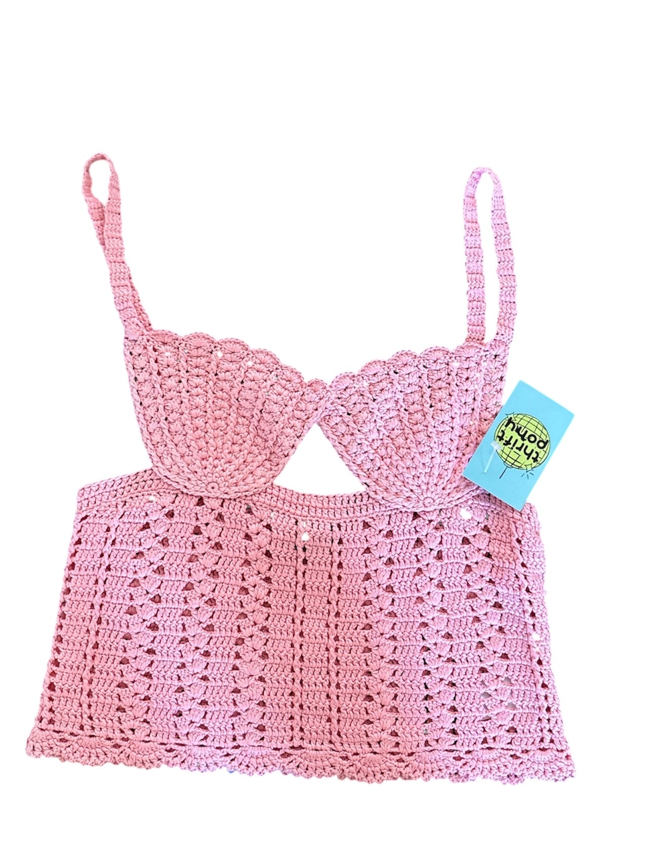 pink Majorelle crochet shell top, s