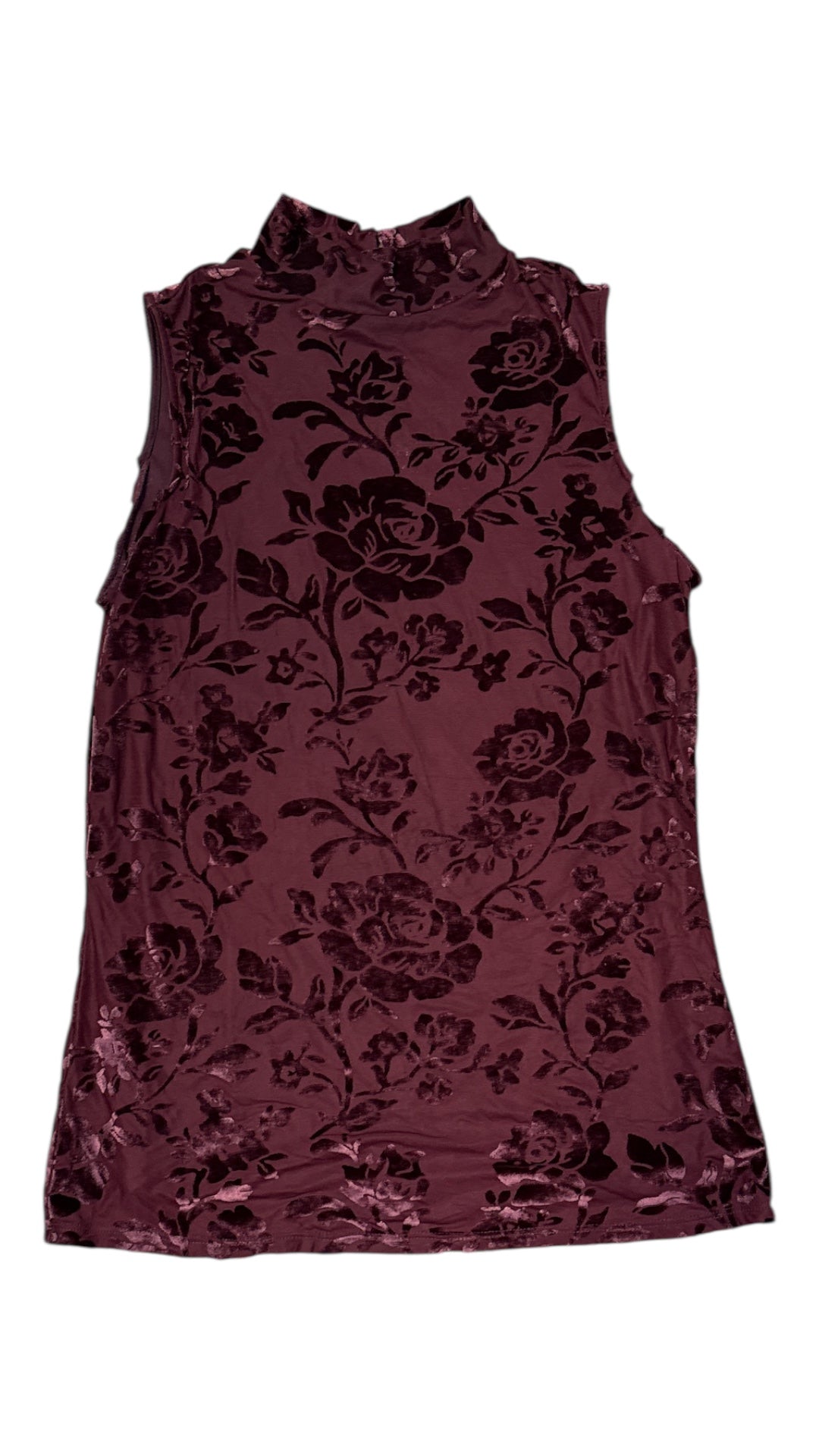 burgundy wine adrianna papell Velour floral tank, S