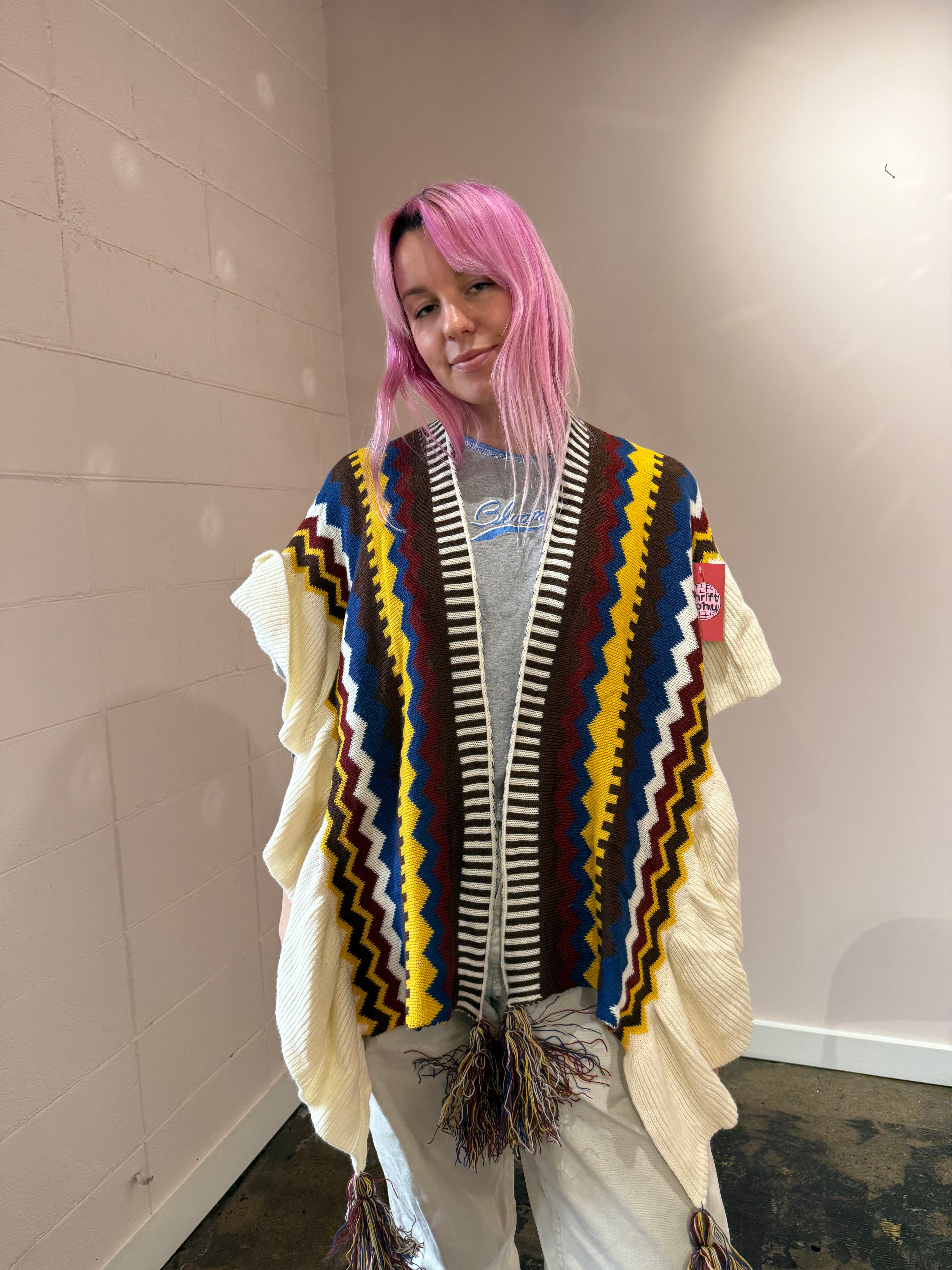 maroon blue yellow striped shein 2x cape