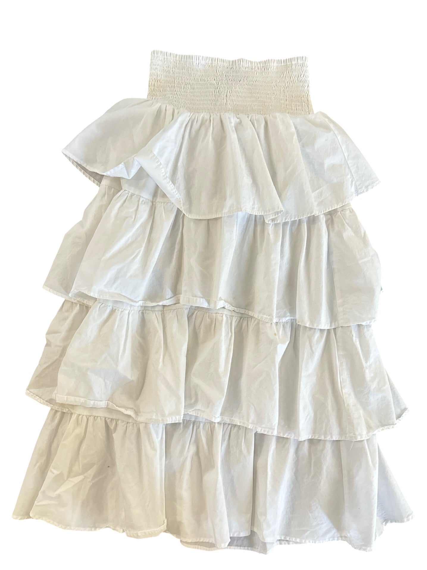 white Forever 21 smocked tiered skirt, S
