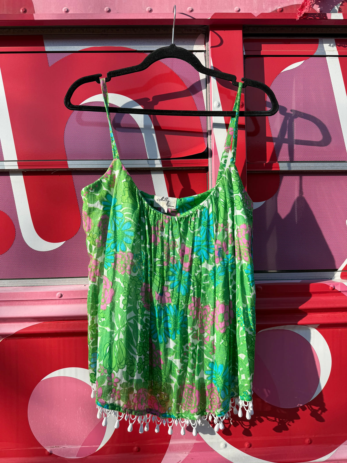 green pink blue Lily pulitzer floral beaded top, 6