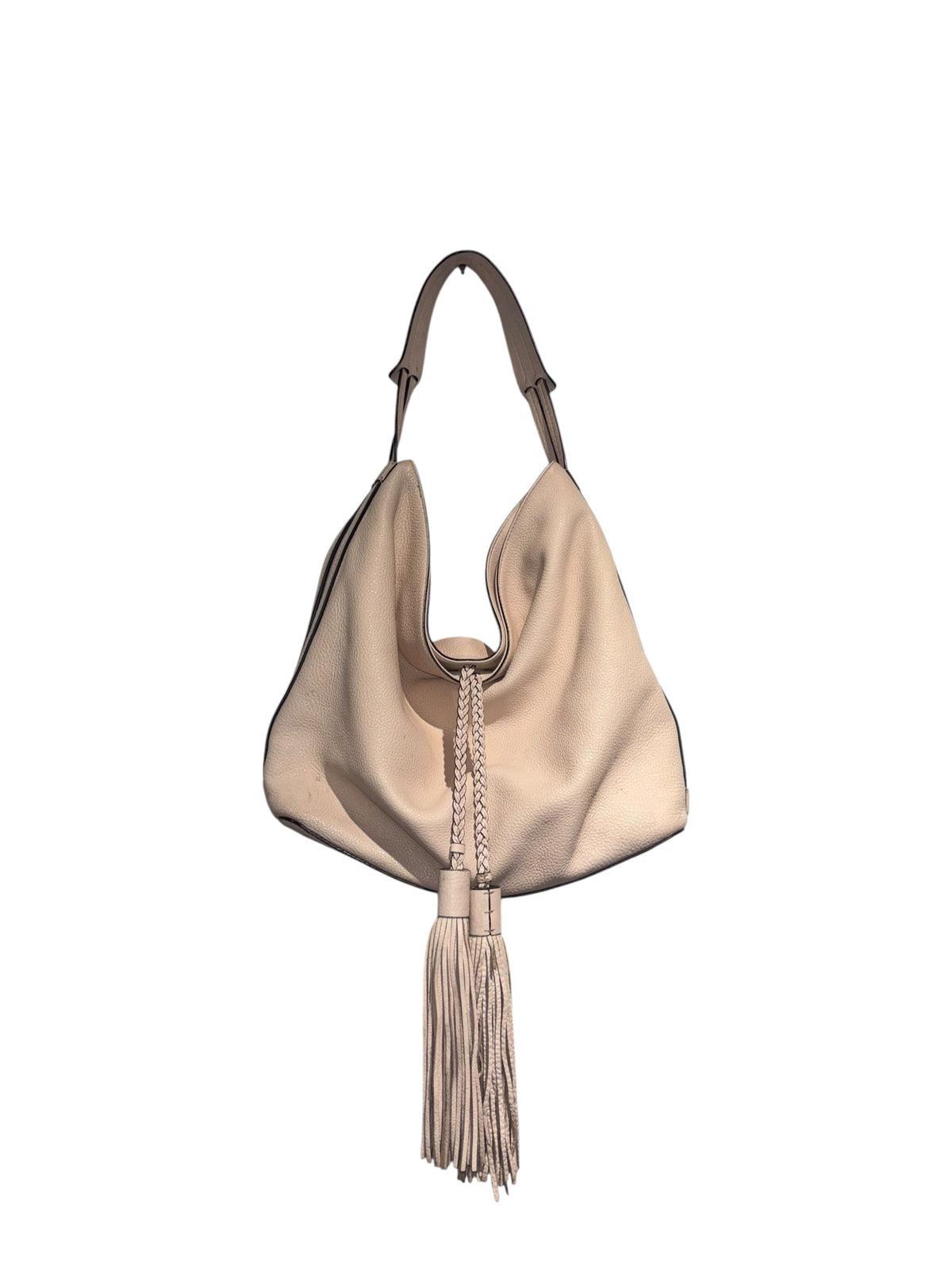 light pink Rebecca minkoff leather tassel bag