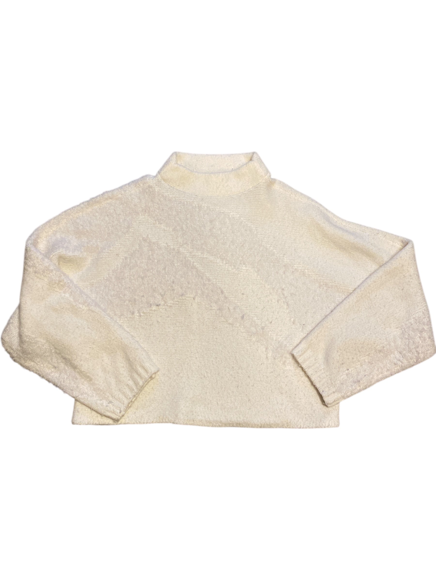 white abercrombie knit ls sweater, s/m