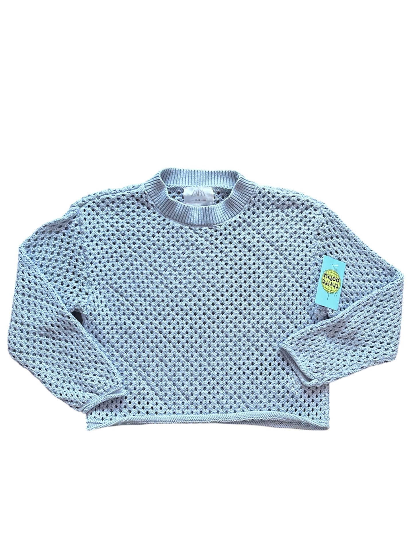 blue zara cropped crochet top, xs