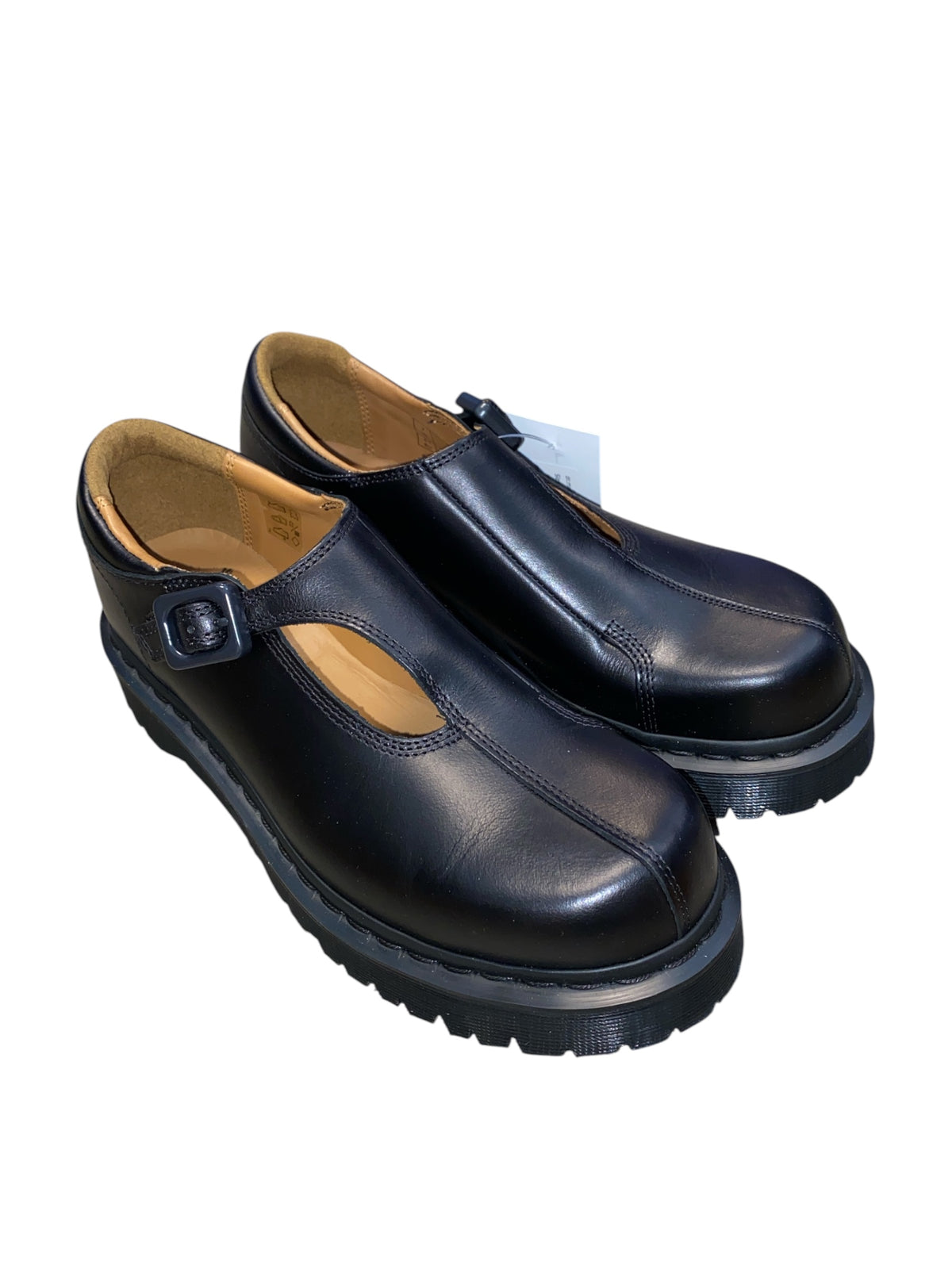 black dr.martens asym chunky strap shoes, 9