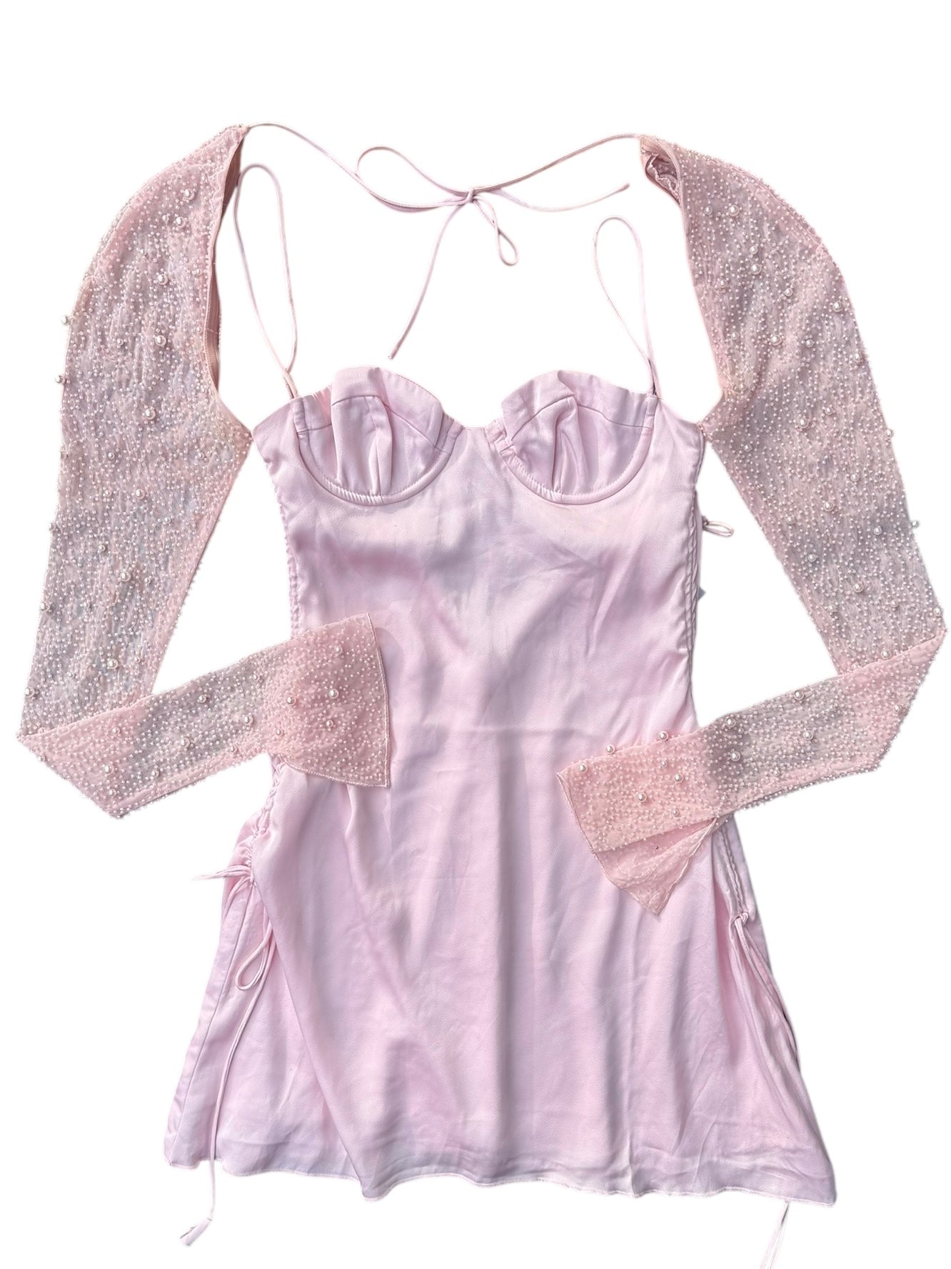 light pink oh polly off shoulder embellished dress, 2