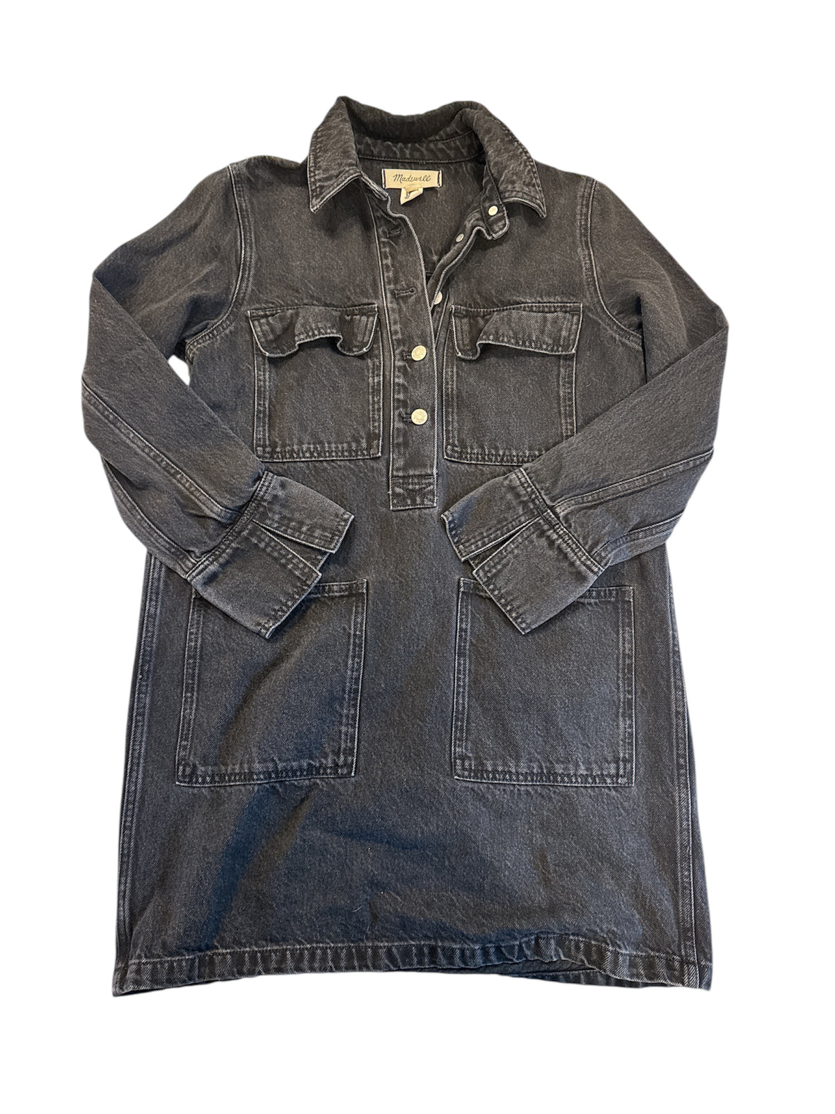 black madewell denim ls mini dress, XS