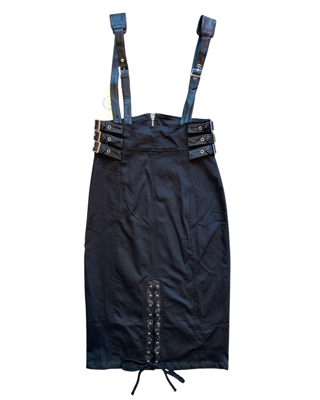 black killstar nwt pencil skirt buckle overall, m