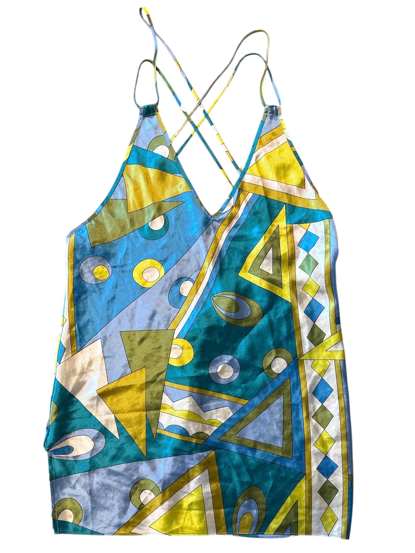 blue green victorias secret geometric silky slip, s