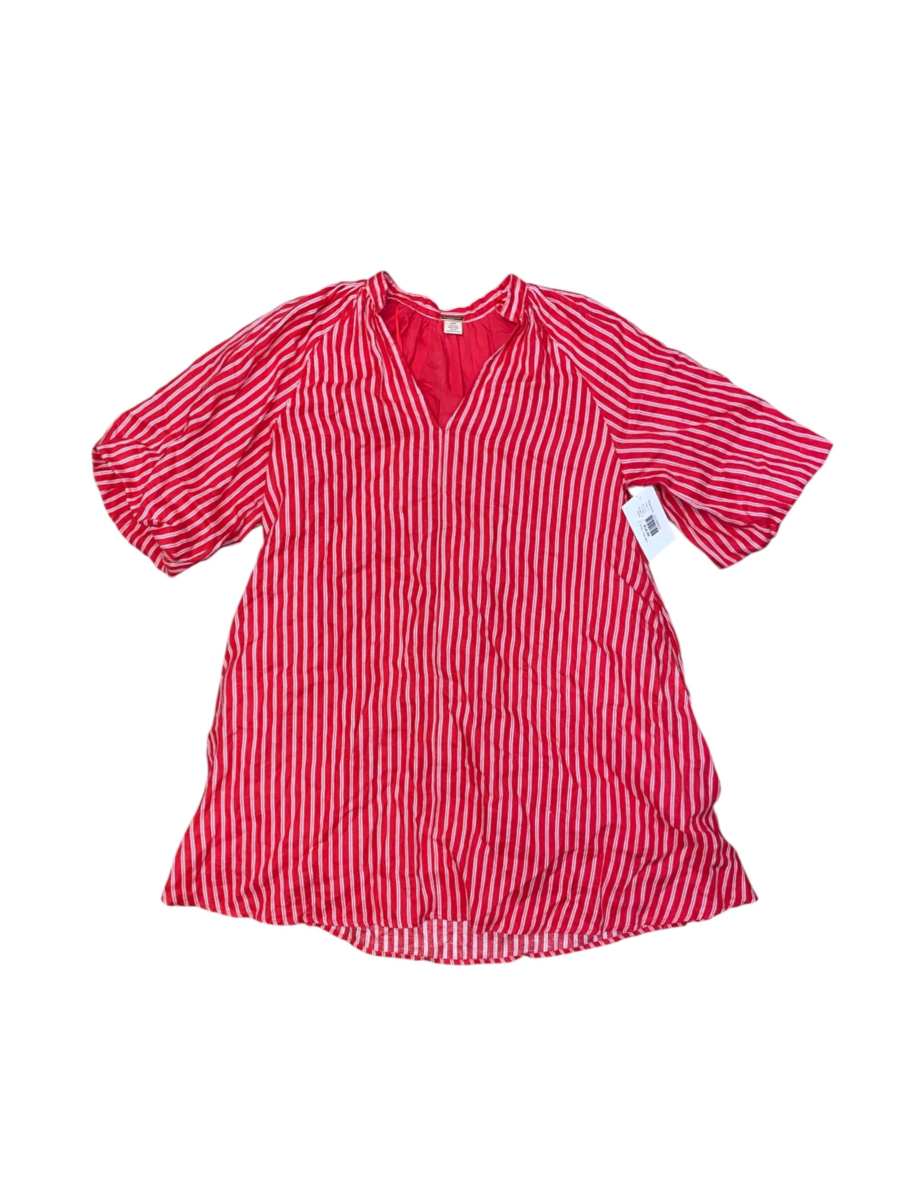 Red white Magaschoni V neck striped 1/2 sleeve, S