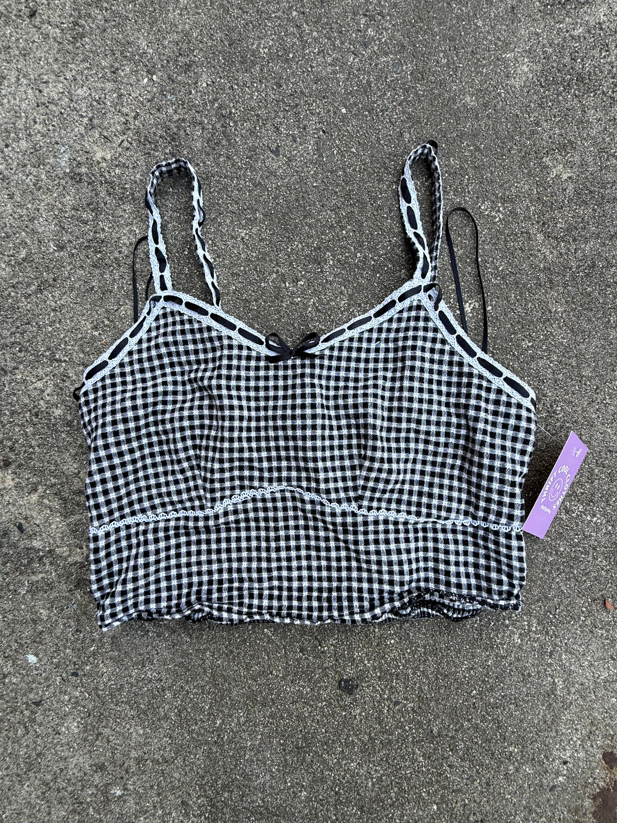 black white japra gingham tank, L