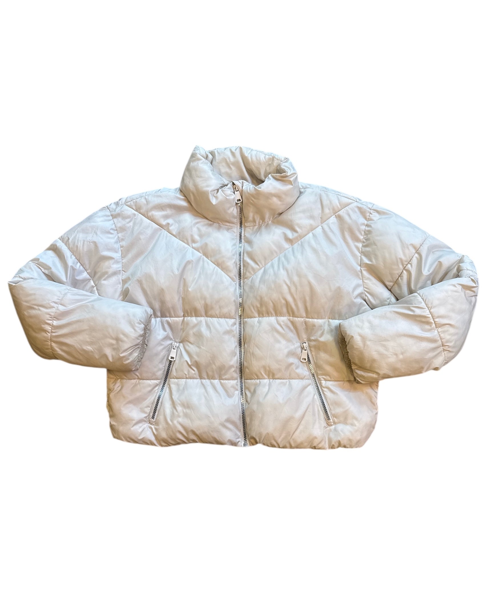 cream NVLT cropped puffer jacket, M