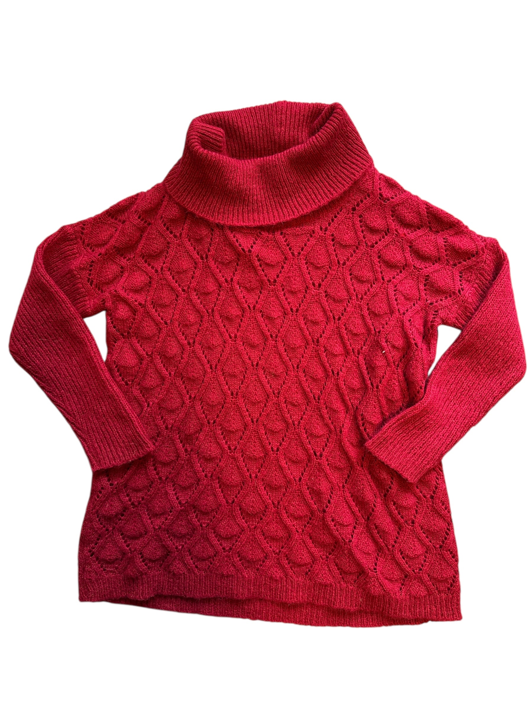 red elsamanda italian acrylic/mohair/nylon blend turtleneck, s