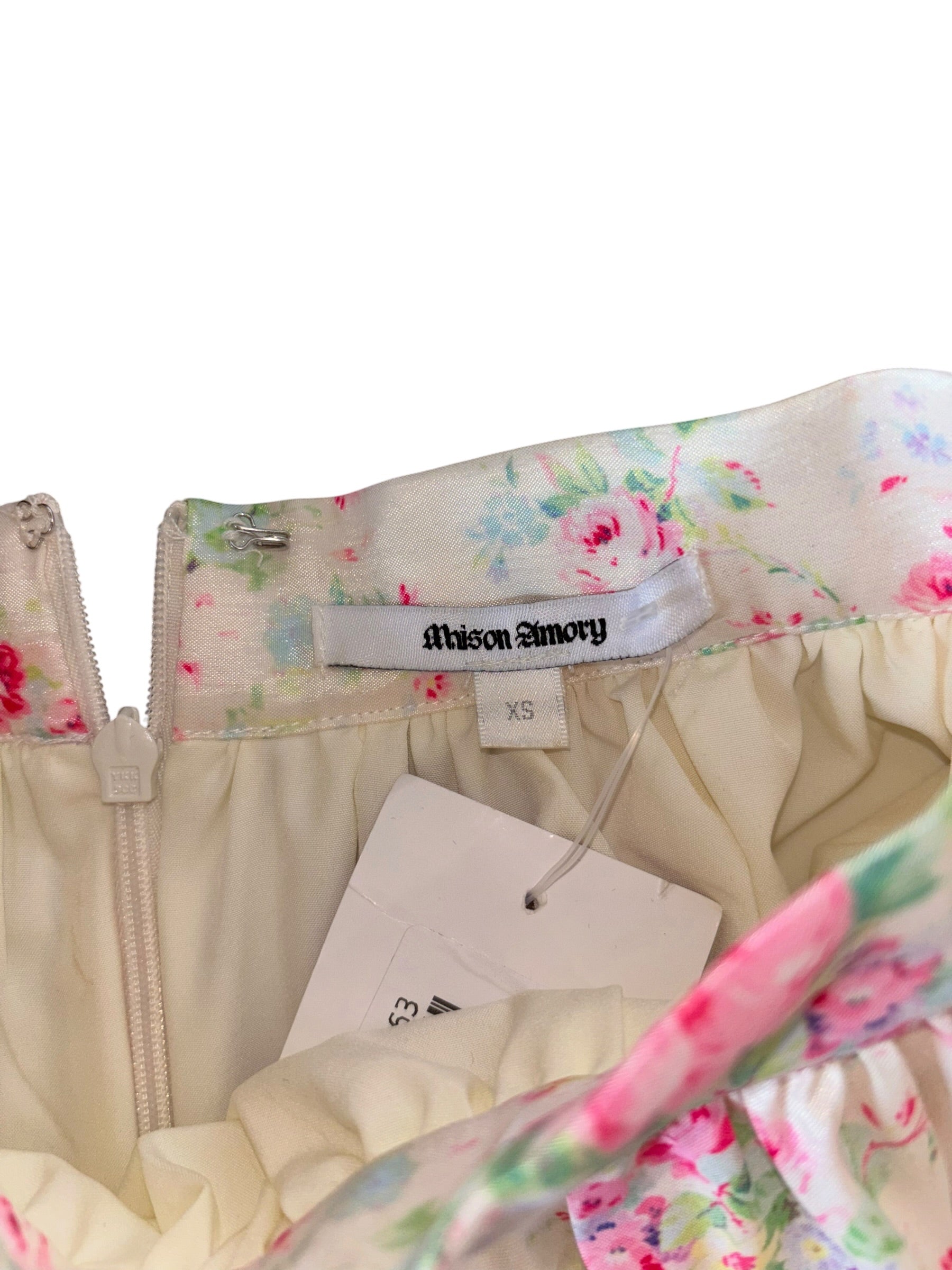 White pink blue Maison amory Nwt floral dropwaist skirt, Xs