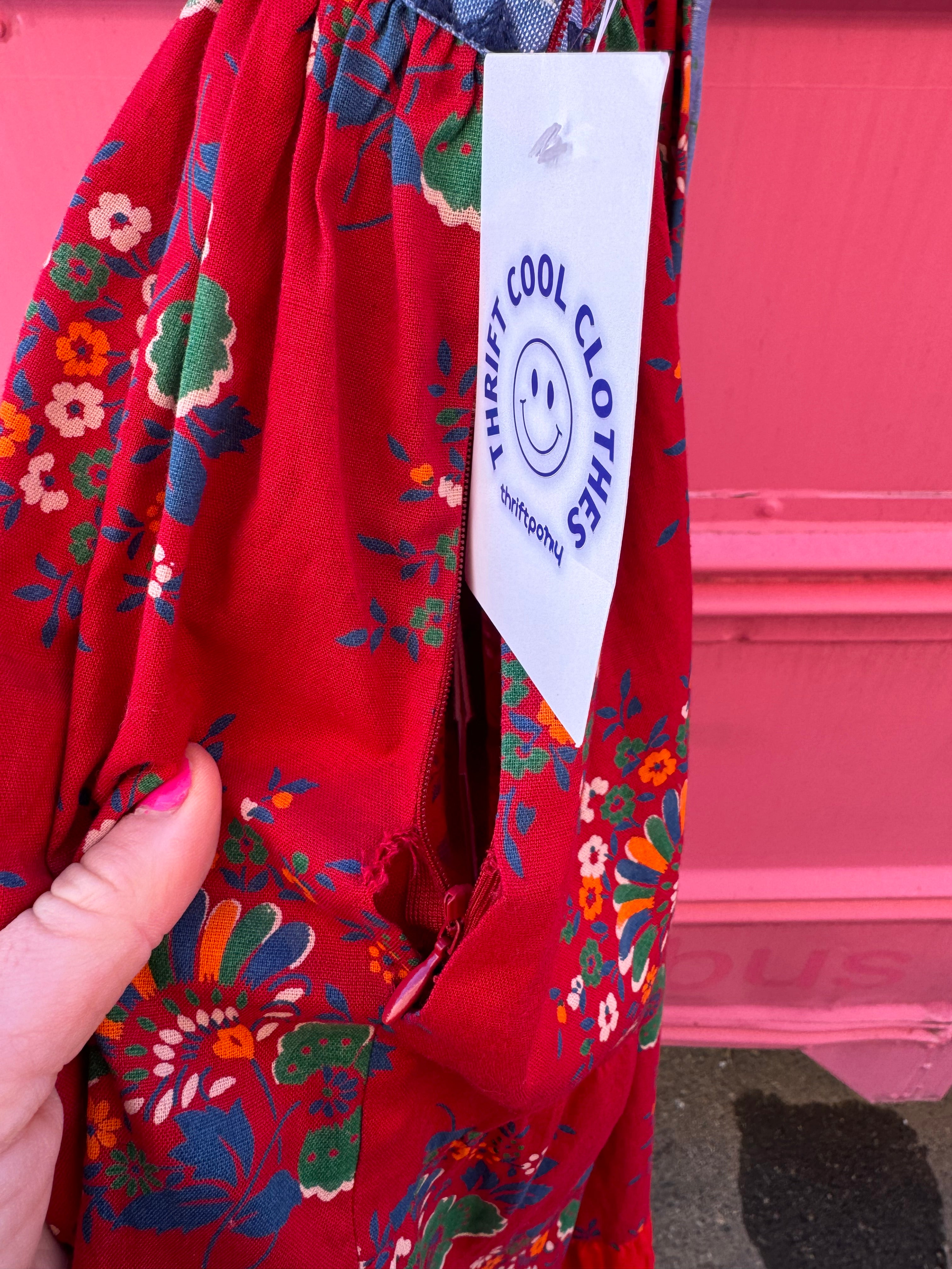 red blue ulla johnson lune patchwork dress, 2 (read description!)