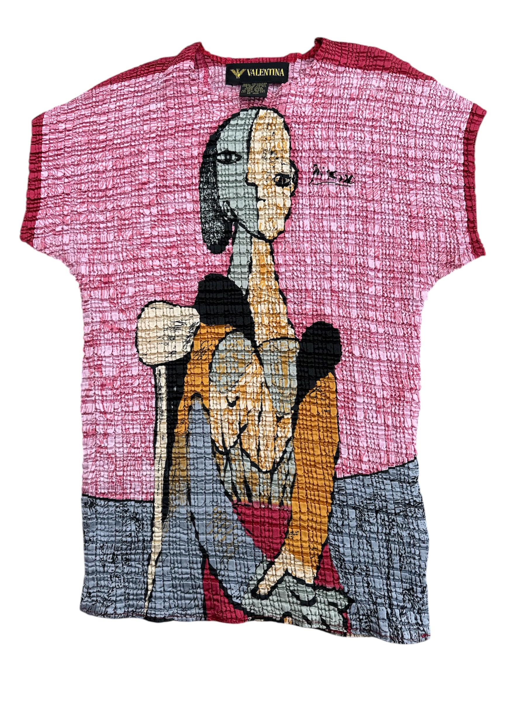 pink valentina textured abstract portrait top