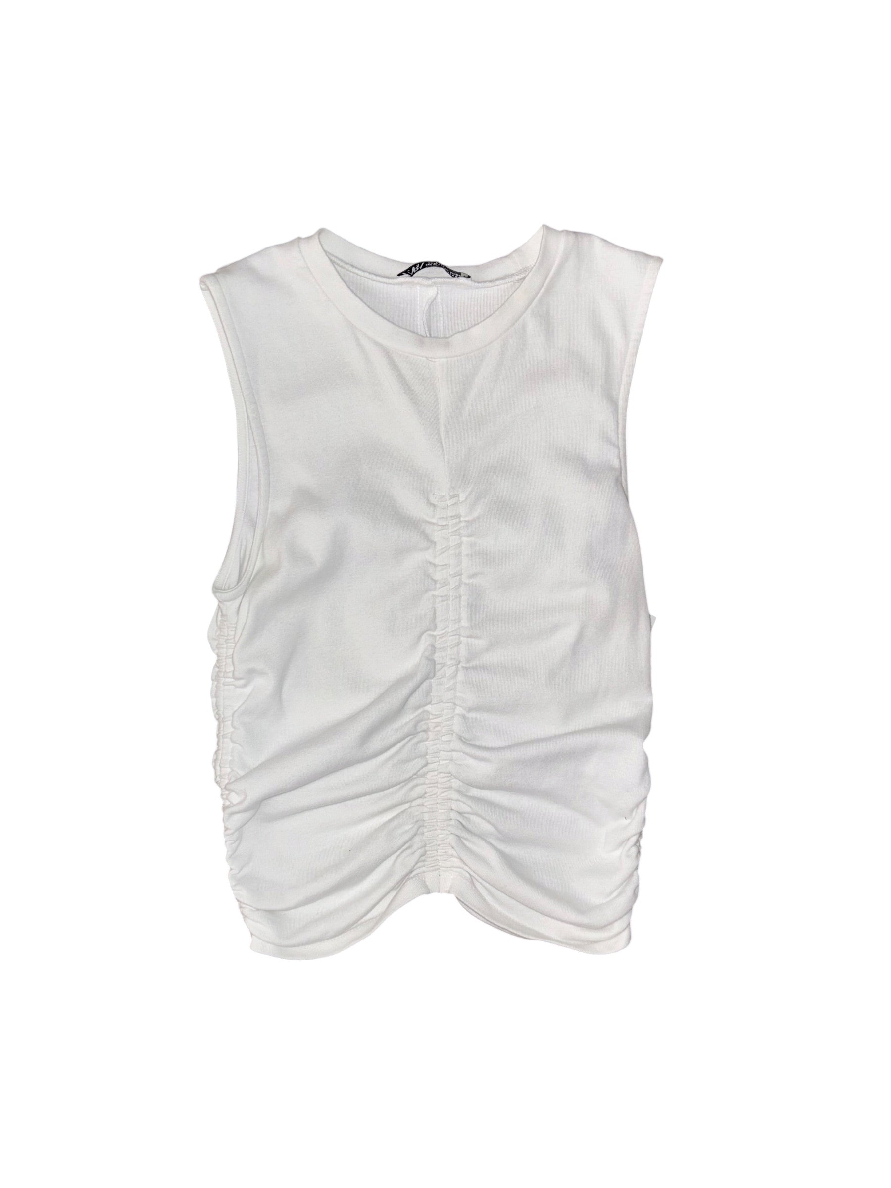 WHITE zara RUCHED TANK, m