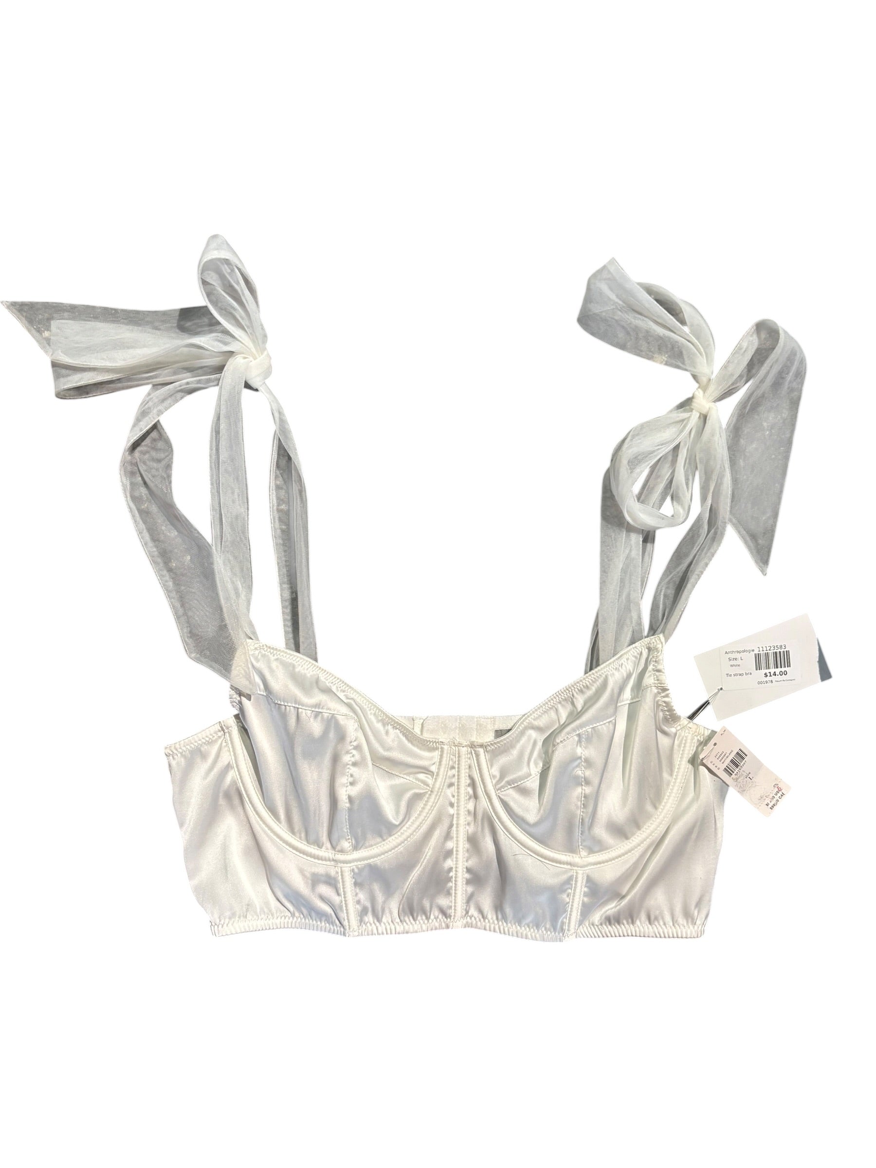 White Anthropologie Tie strap bra, L