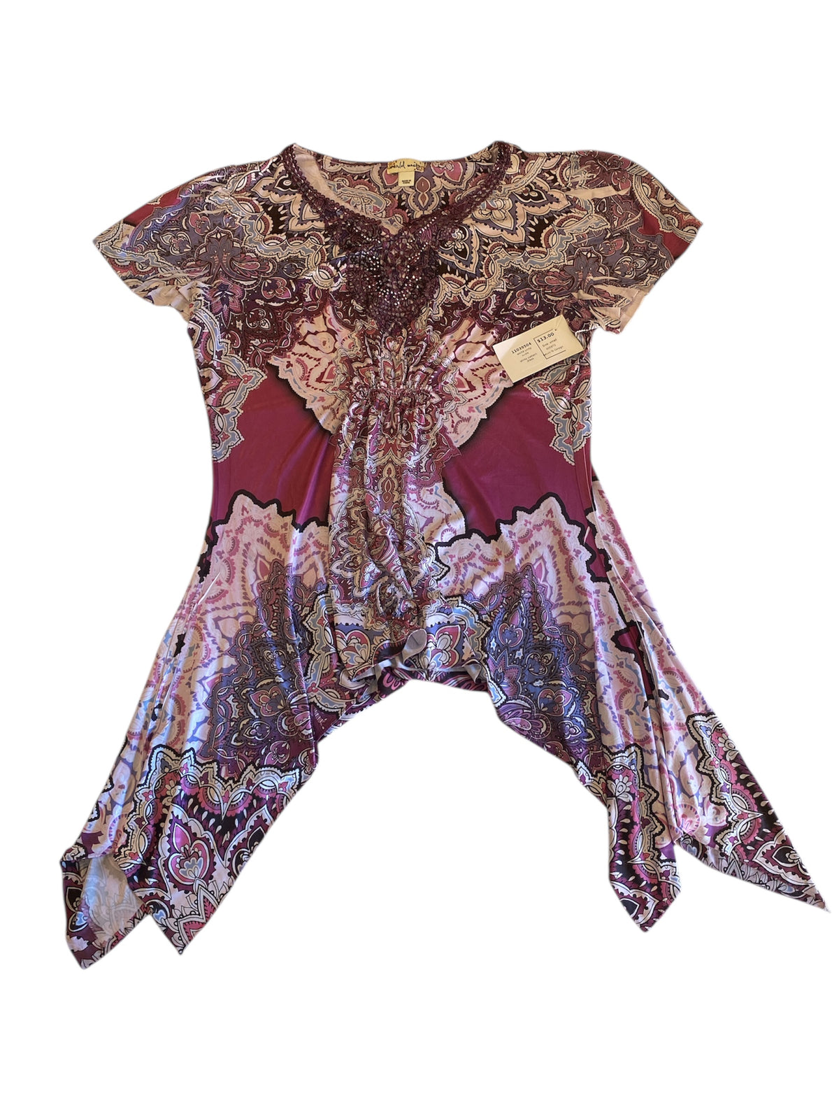 purple world unity slinky pattern dress, small