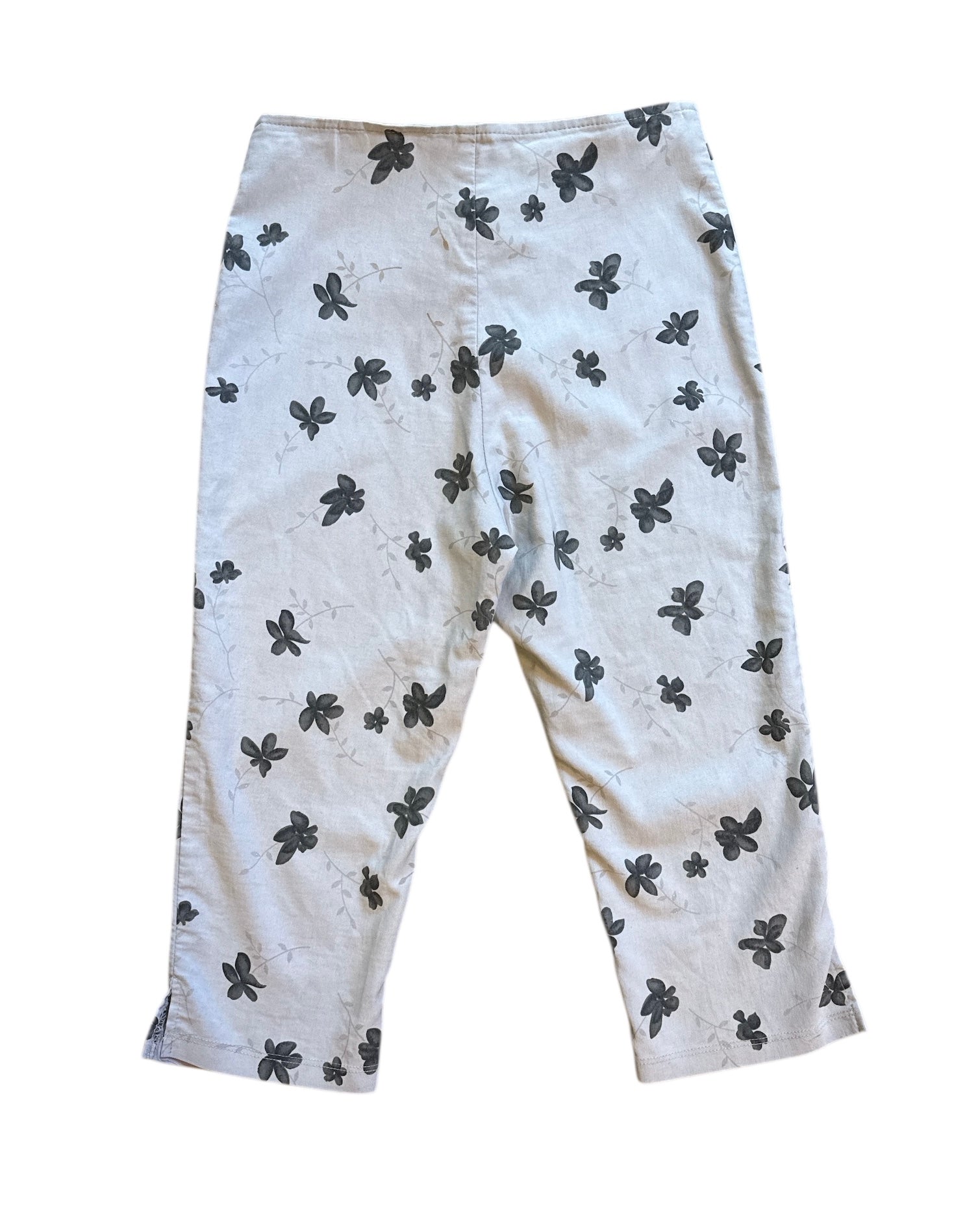 gray pop style flower capris, M