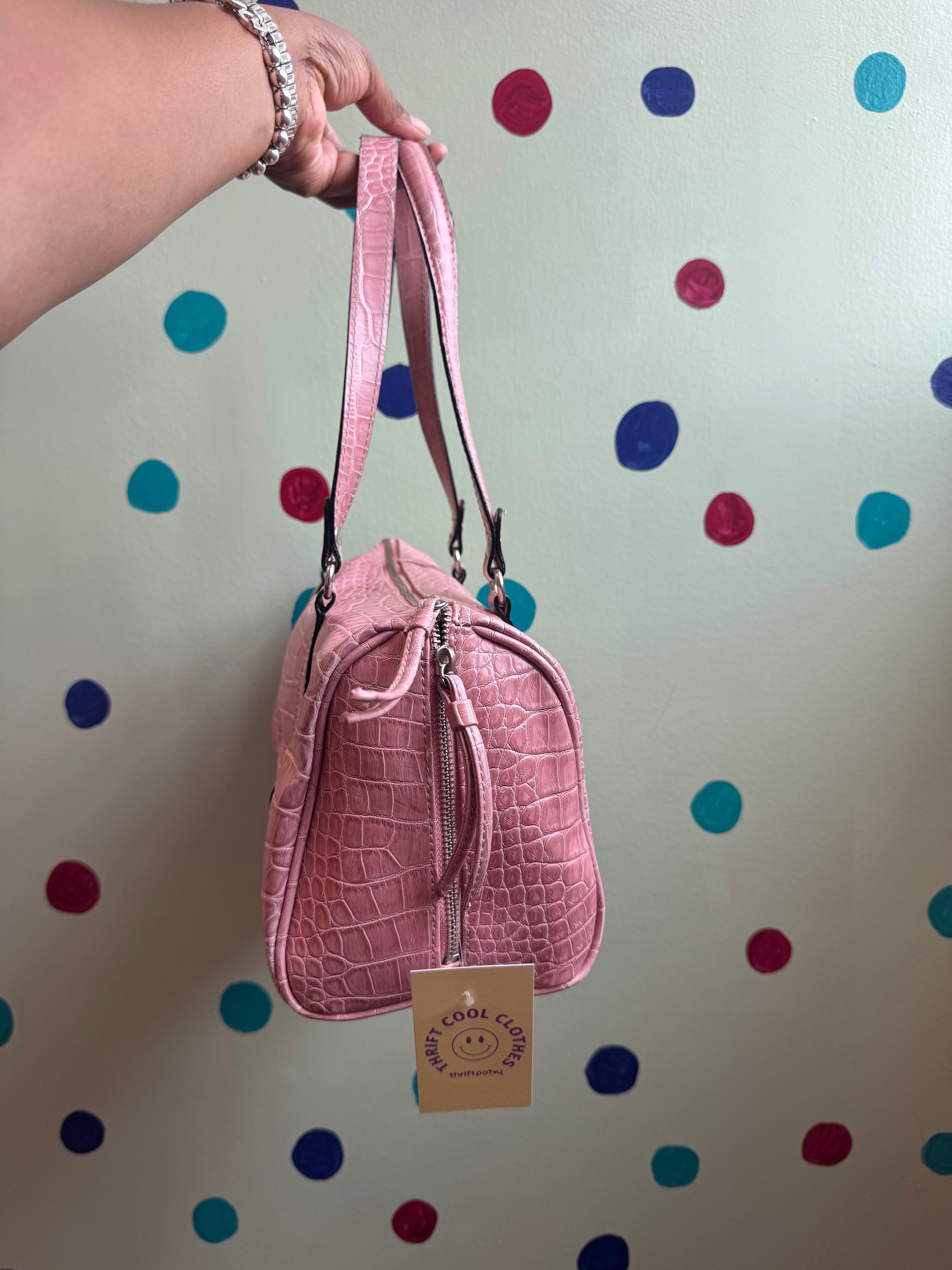 pink liz claiborne croc handbag