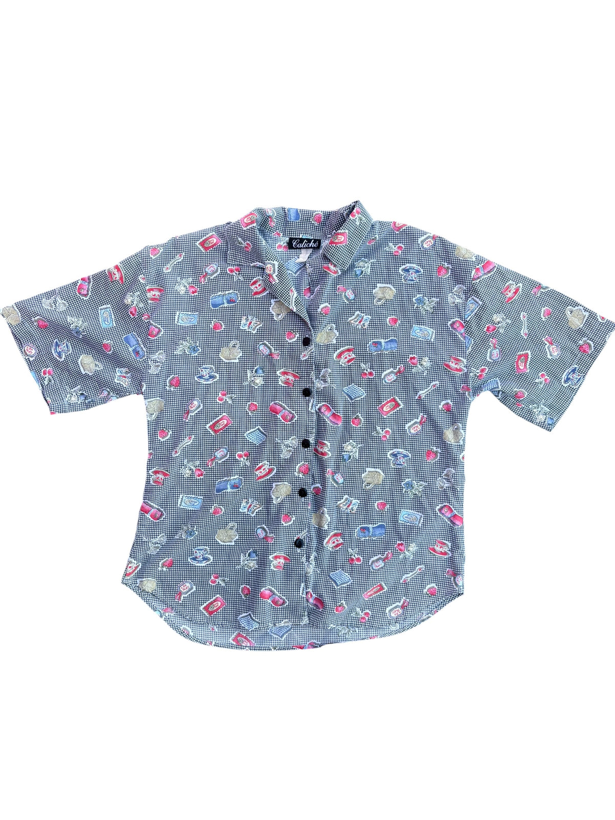 blue caliche vtg picnic top, L