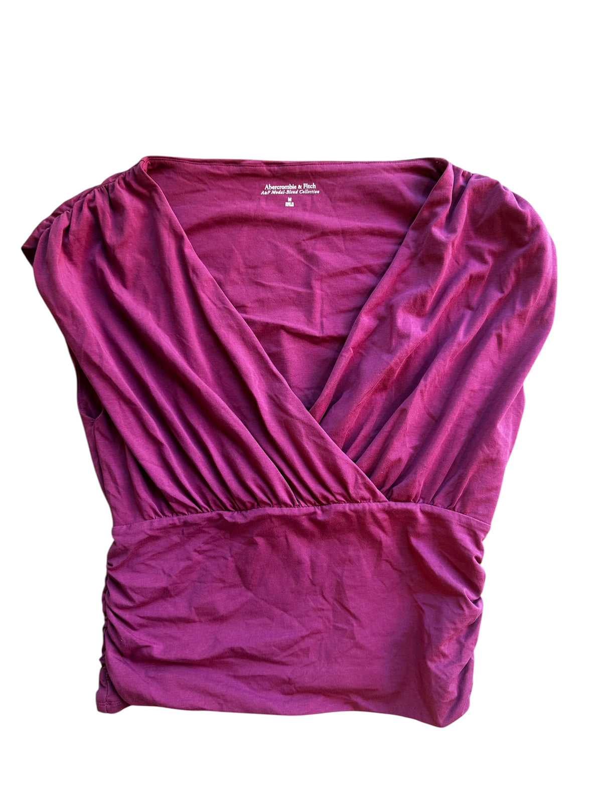abercrombie pink soft blend v neck top, M