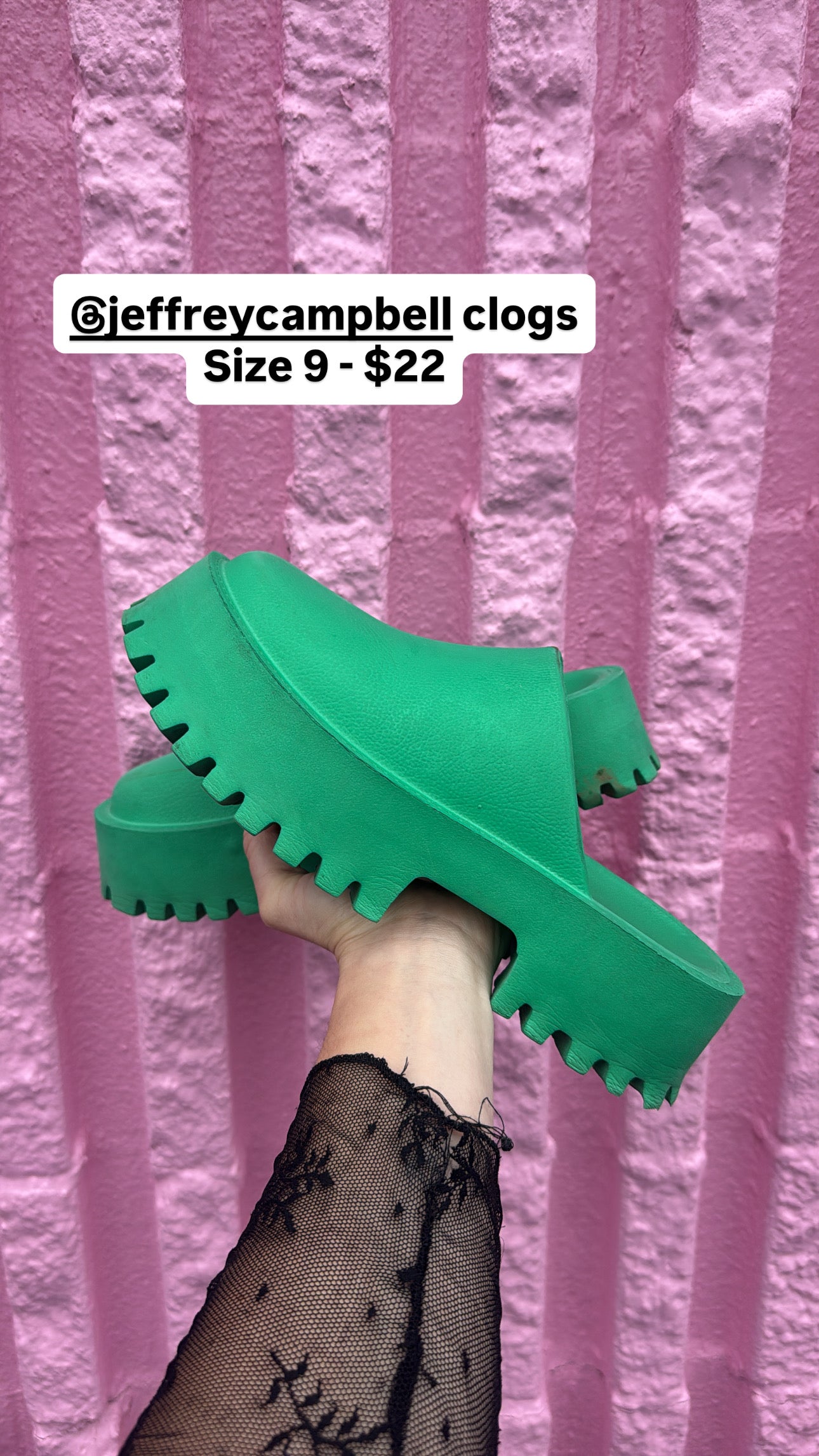 green jeffrey campbell rubber clogs platform, 9