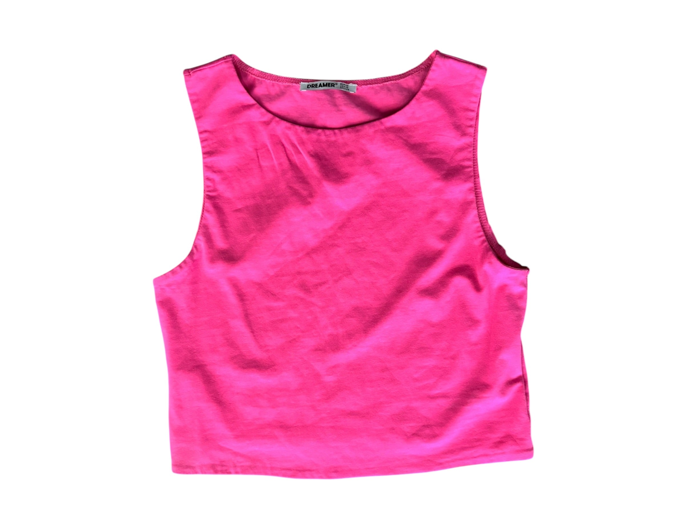 neon pink dreamer crop tank, m